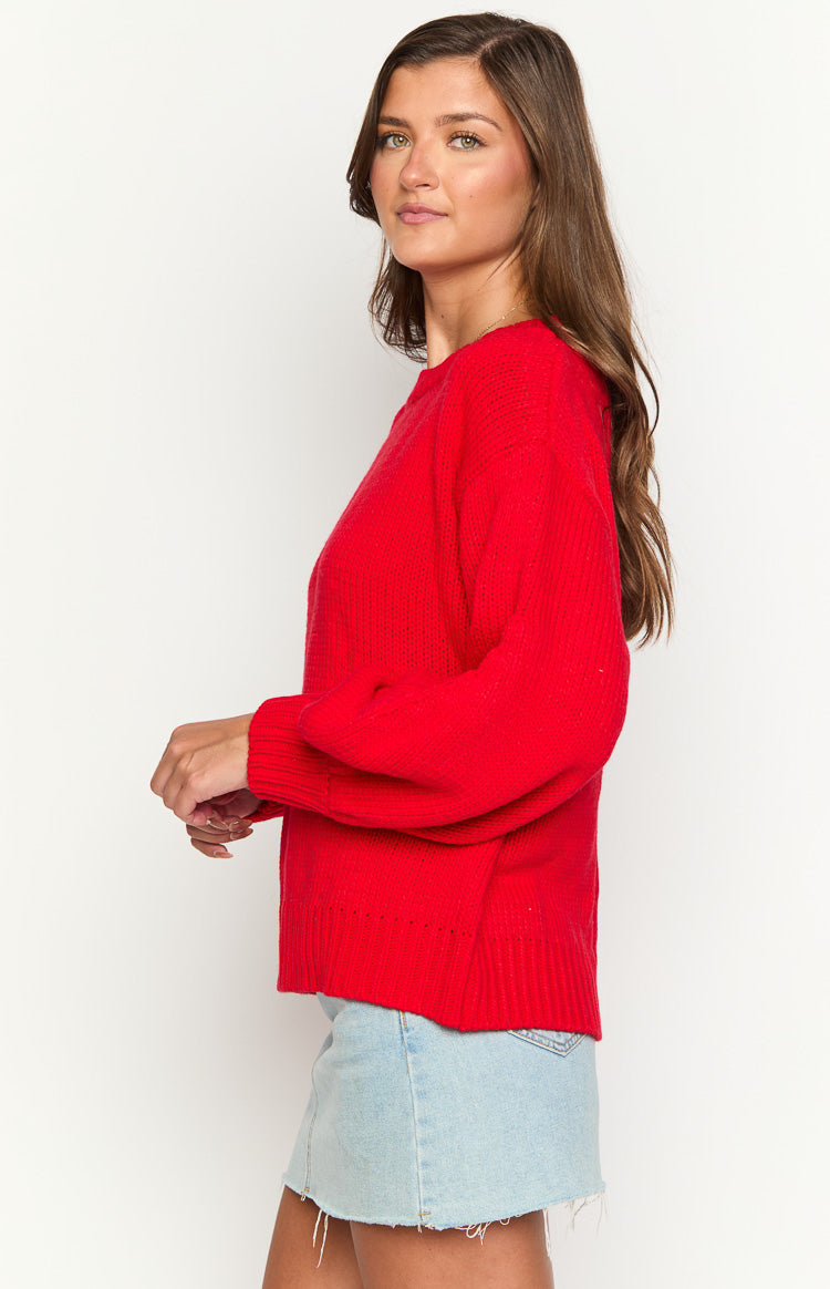 Chapman Women's Red Knit Sweater - Cozy Winter Pullover for Casual Outfits & Holiday Parties