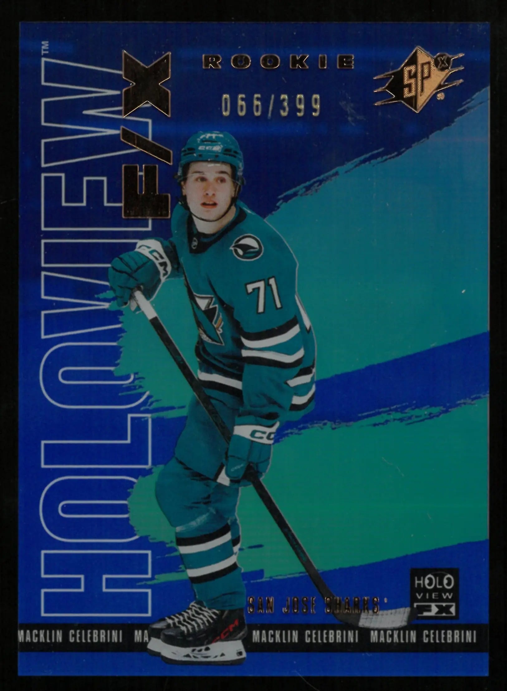 2024-25 Upper Deck SPX Hockey Macklin Celebrini Rookie Card Holoview FX Blue /399 - Collectible Sports Memorabilia for Hockey Fans & Card Collectors