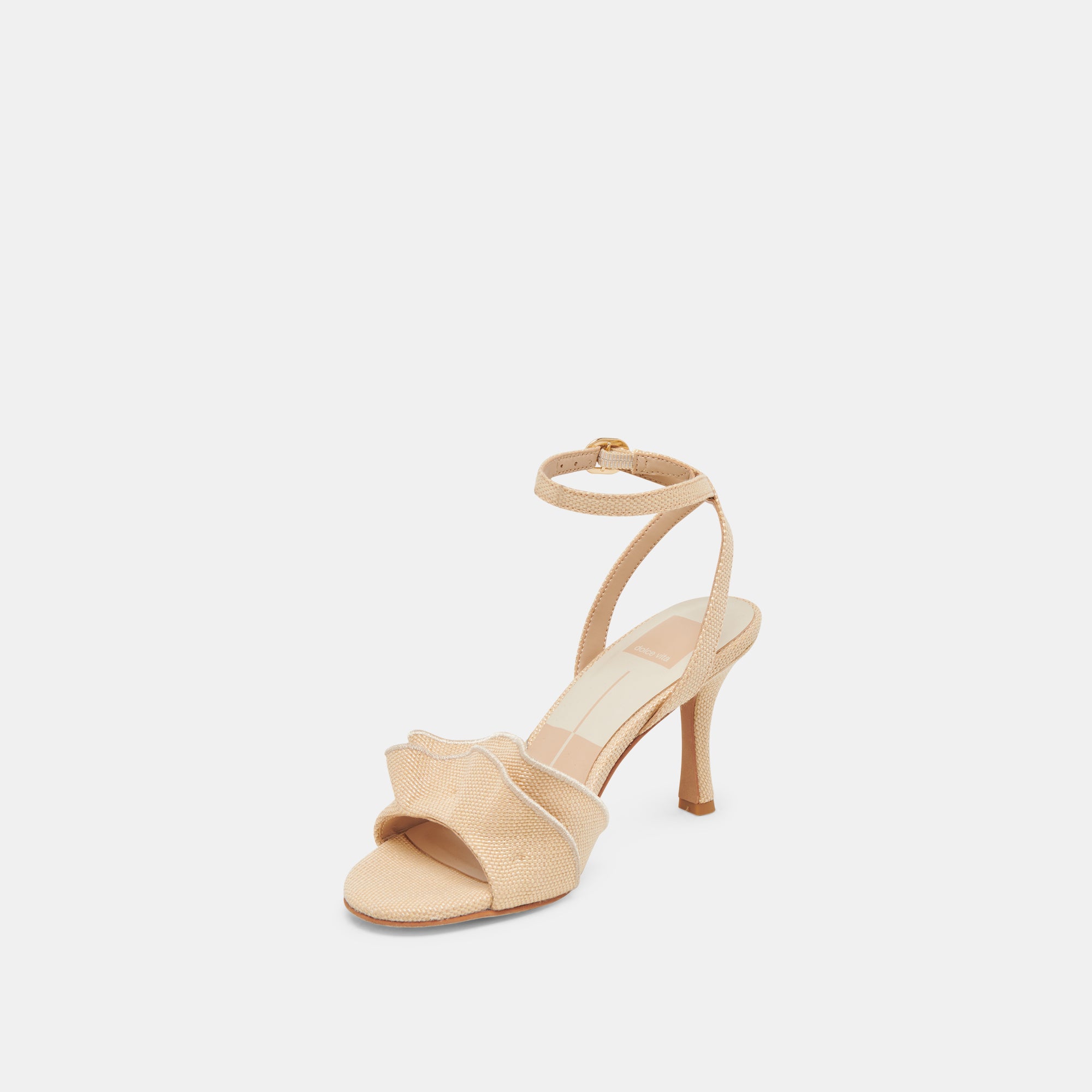 LUNETE Women's Natural Woven Raffia High Heels Sandals - Comfortable Summer Beach Wedding Party Shoes for Women