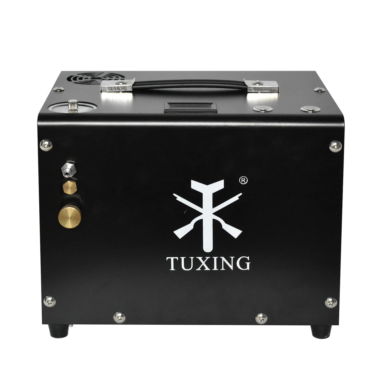TUXING 4500PSI PCP Air Compressor - Portable High Pressure Air Pump with Auto-Stop, 12V DC & 110V/220V AC Power, Built-in Cooling Fan & Adapter - Perfect for Paintball, Air Rifle, Mini Scuba Tank & PCP Airgun Refilling