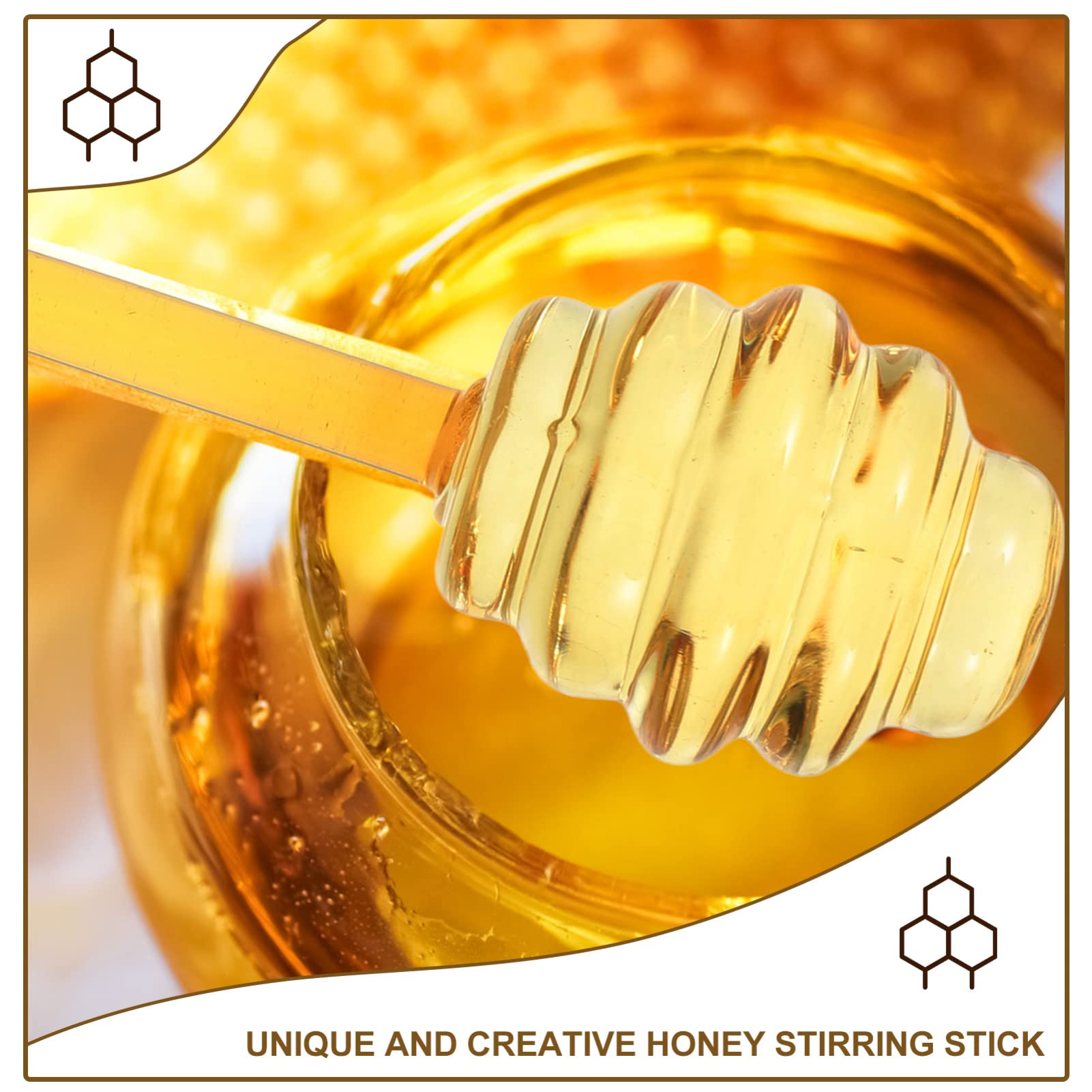 Premium 6 Inch Glass Honey Dipper Stick - Non-Drip Honey Spoon for Jams, Fruits & Tea - Perfect for Honey Jars, Breakfast & Dessert Serving - Elegant Honey Drizzling Tool for Home & Cafe Use