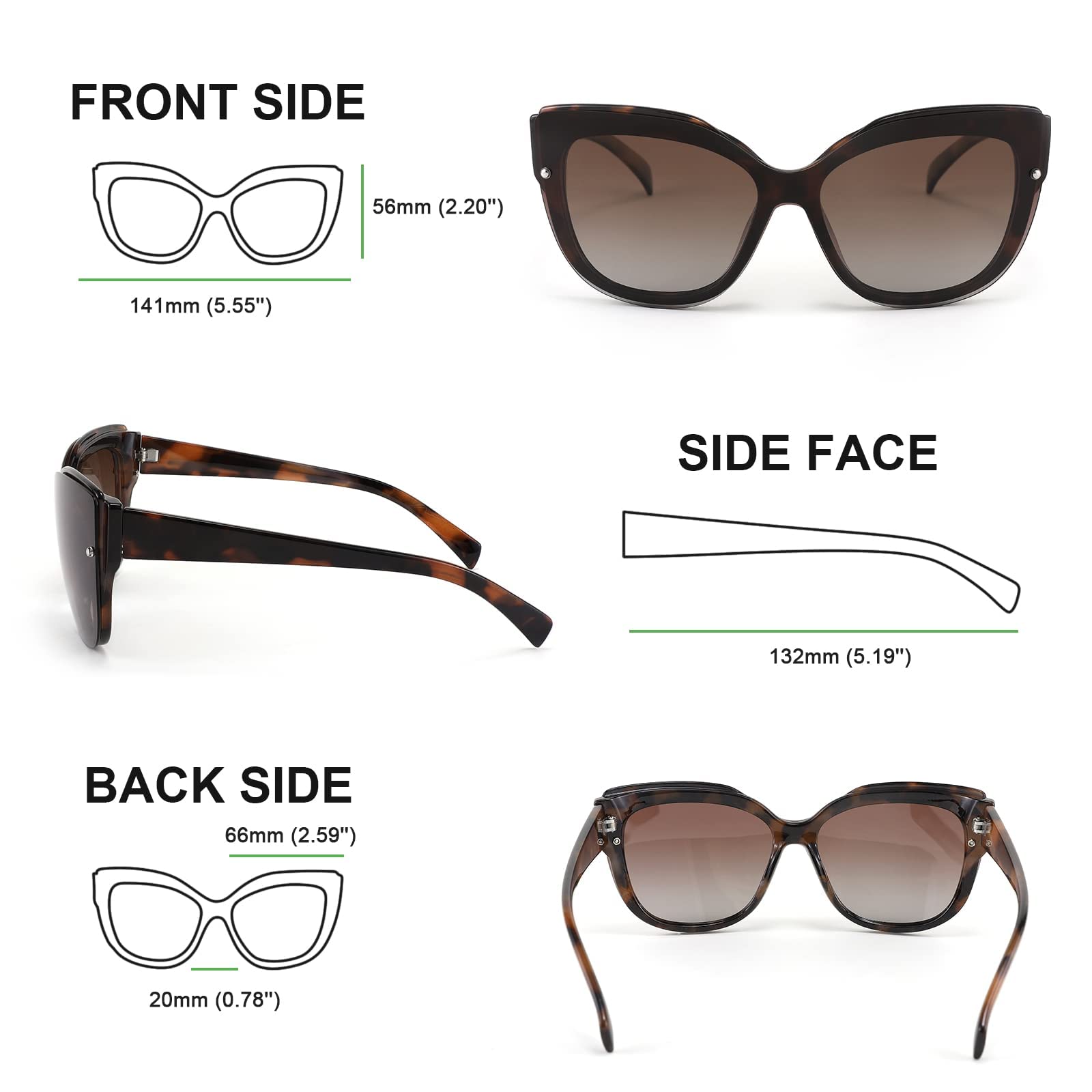 FEISEDY Polarized Cat Eye Sunglasses for Women & Men - Rimless Mirrored Oversized Retro Sunglasses B2796 | UV Protection, Fashion Accessory for Driving, Beach & Outdoor Activities