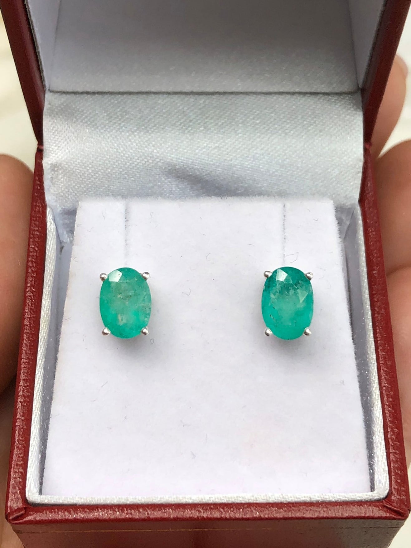 2.28tcw Natural Emerald Oval Cut May Birthstone Stud Earrings for Women - Perfect Gift for Mother's Day, Anniversary & Special Occasions