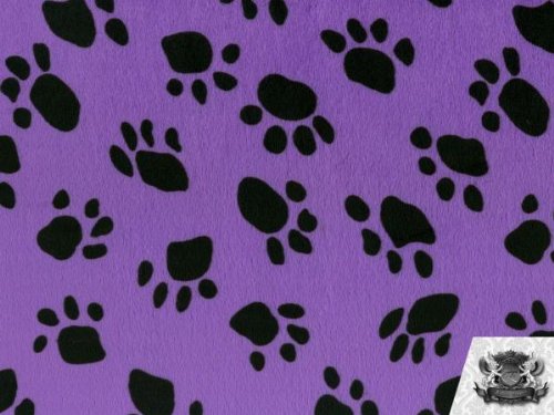 Velboa Faux Fur Fabric by The Yard - Soft Purple Paw Print Pattern Material for DIY Blankets, Costumes & Home Decor Projects
