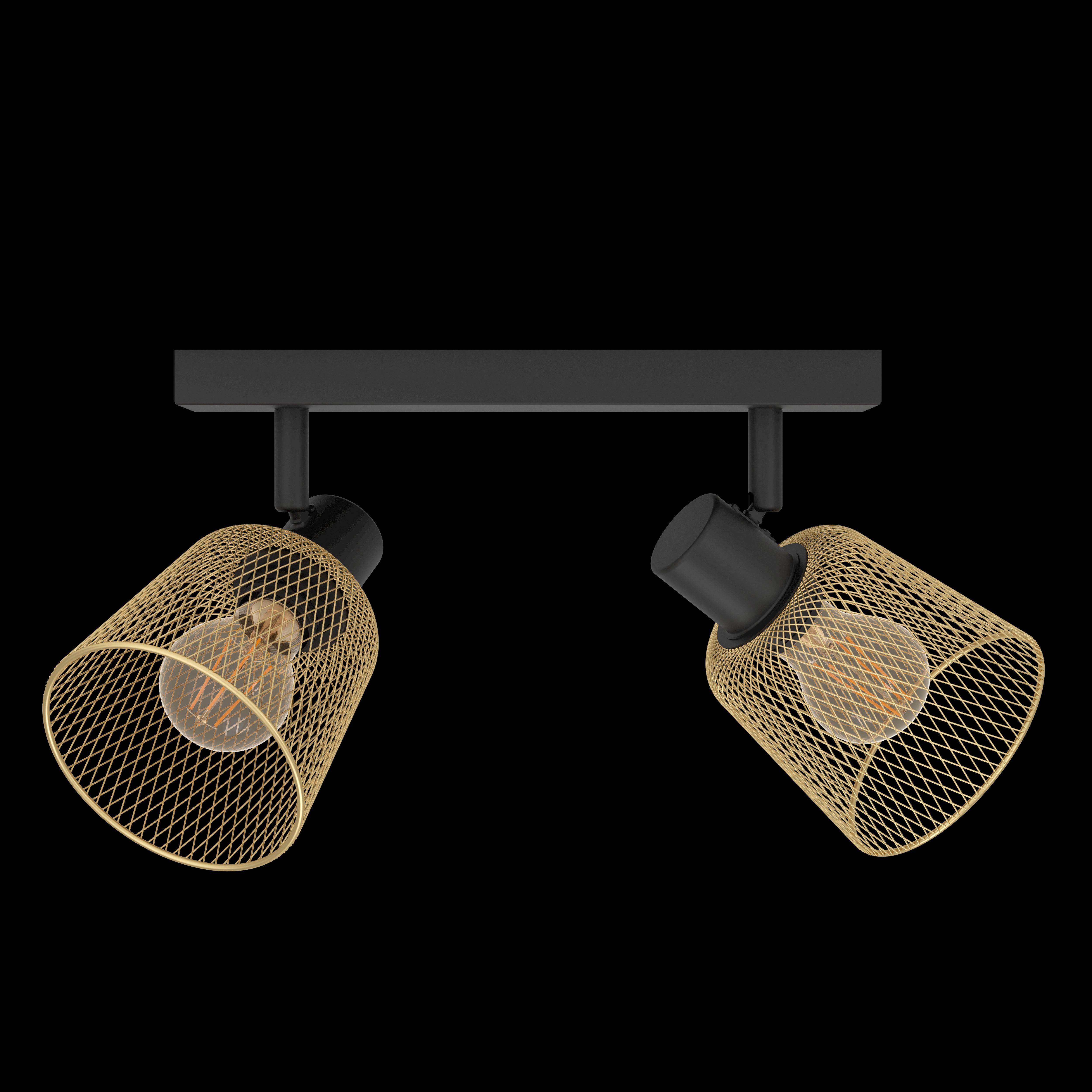 Eglo Coslada 2-Light Brass and Black Wall Spotlight - Perfect for Living Room, Bedroom, and Hallway Lighting