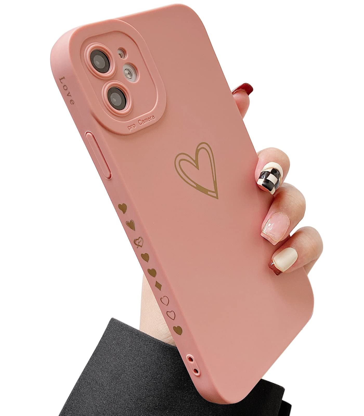 Qokey iPhone 11 Case 6.1 Inch (2019 Model) - Cute Heart Design Shockproof TPU Cover with Camera Protection | Anti-Scratch & Anti-Fingerprint | Perfect Gift for Women & Girls (Pink) - Great for Everyday Use, Travel & Outdoor Activities