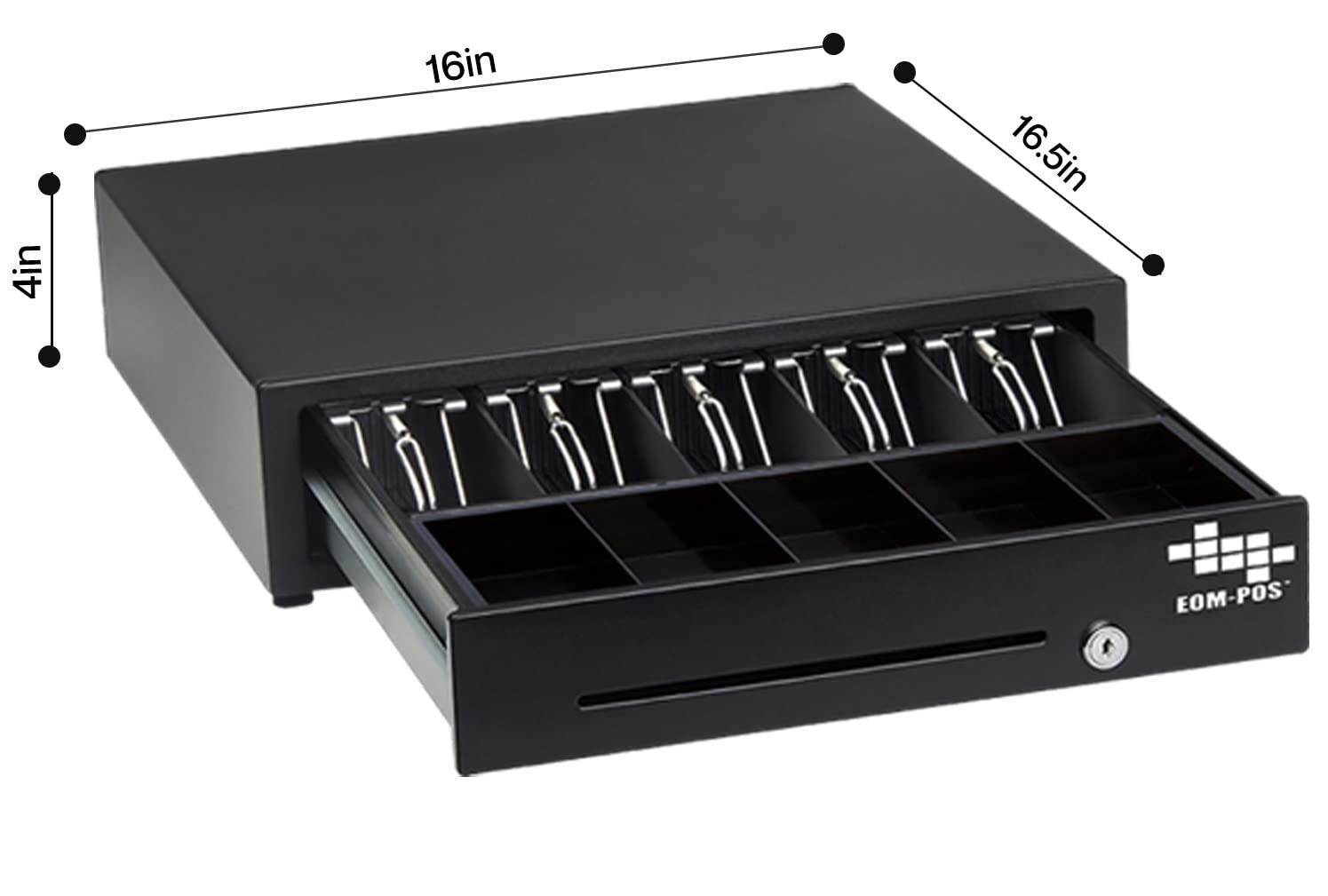 Under Counter Cash Register Money Drawer with Mounting Brackets - Built-in Printer Cable for Square POS Systems [Receipt Printer Required] - Perfect for Retail Stores, Restaurants & Small Businesses