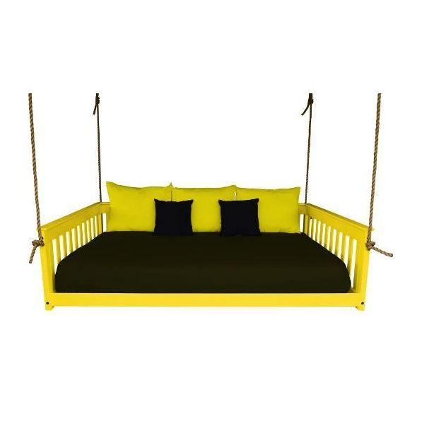 A&L Furniture Mission Style Hanging Daybed with Natural Rope - Perfect for Porch, Patio, Garden, and Backyard Relaxation