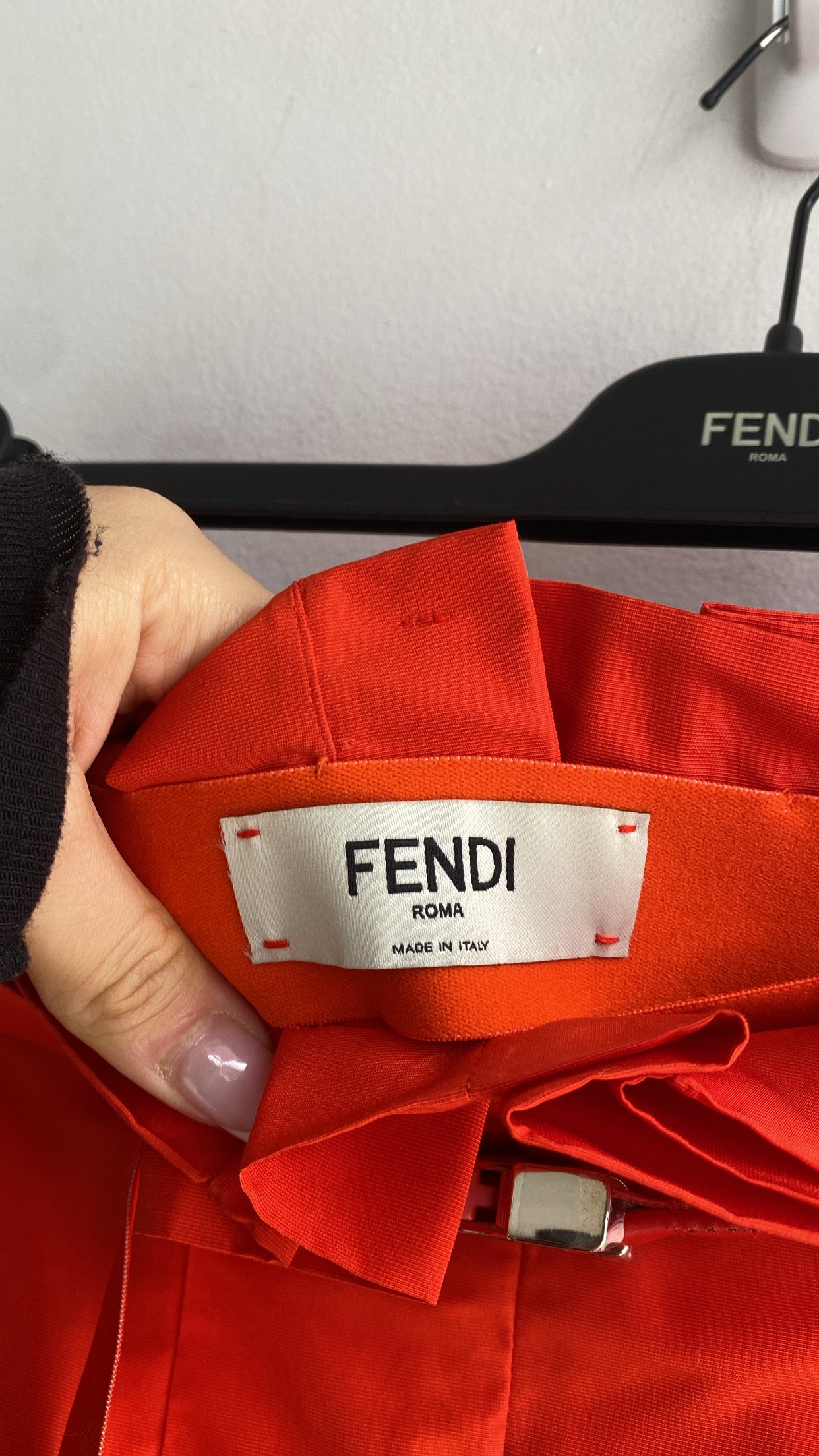 Fendi Orange Pleated Asymmetrical Skirt - Women's High Fashion Designer Skirt for Party, Evening & Special Occasions