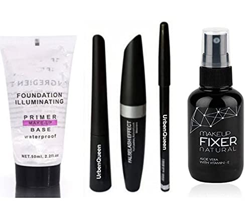 Deputy Mascara, Waterproof Liquid Eyeliner & Eyebrow Pencil Set with Makeup Fixer & Primer - Long Lasting Eye Makeup Kit for Daily Use, Party & Special Occasions