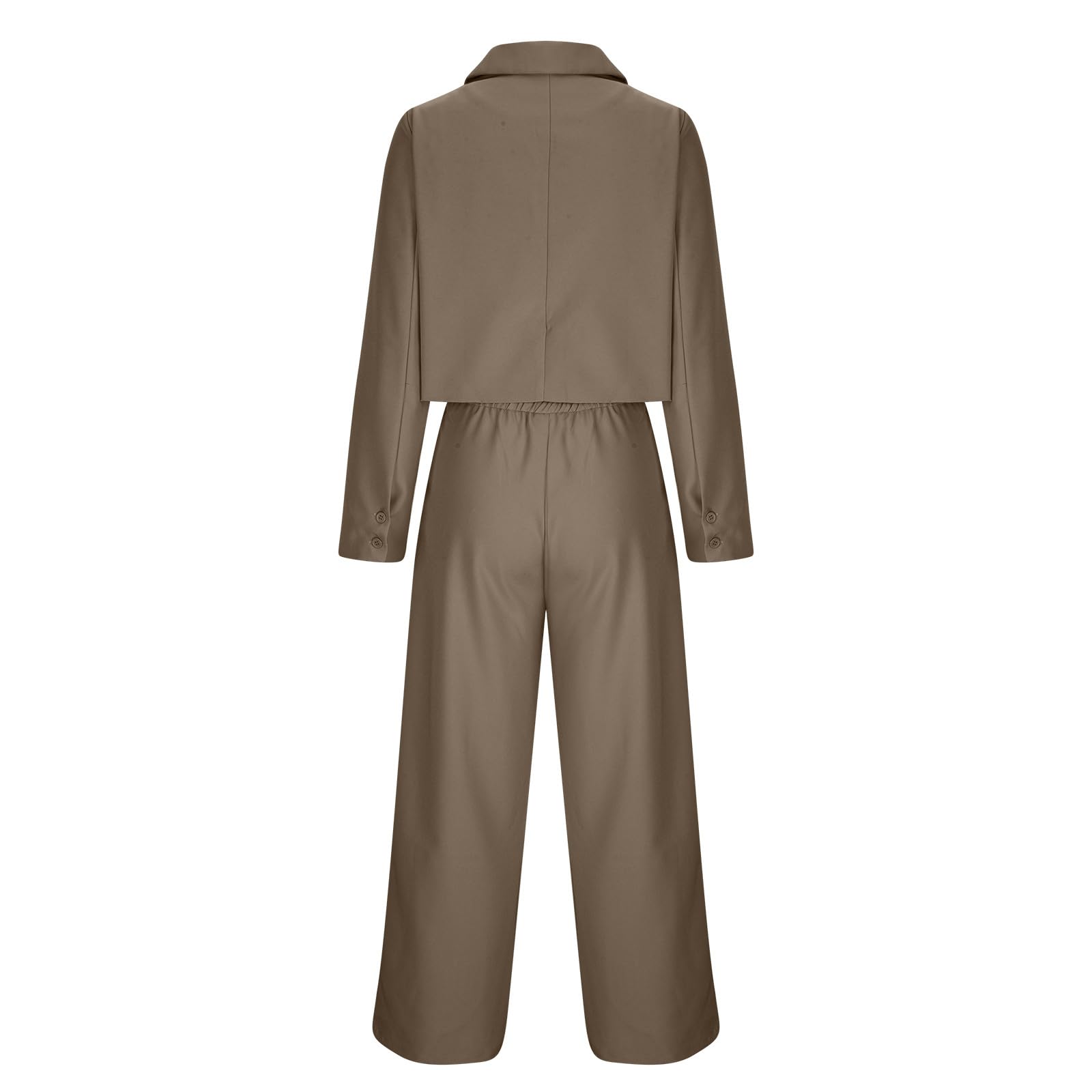 Women's Casual Two-Piece Suit Set - Blazer Jacket & Wide Leg Pants with Pockets | Lounge Wear, Office Outfit, Travel Matching Sets for Comfort & Style