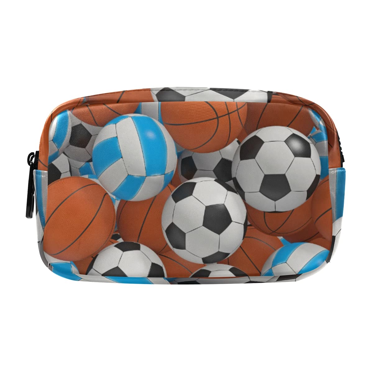 Waterproof Travel Makeup Bag - Portable Cosmetic Organizer with Sports Ball Patterns for Girls | Perfect for Gym, School & Vacation | Holds Brushes, Pencils & Toiletries