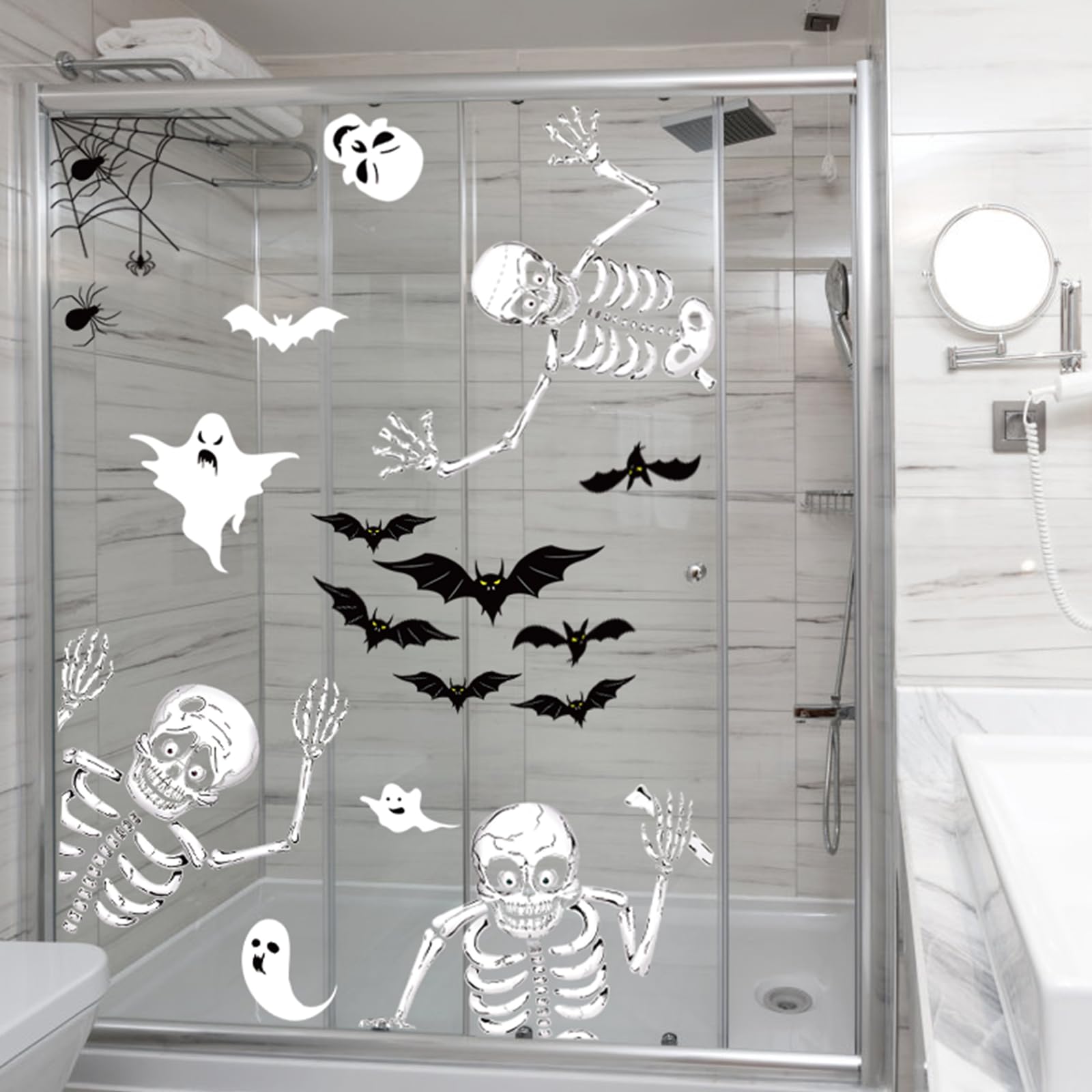 Halloween Window Clings Stickers - Spooky Skeleton Decorations for Glass, Windows & Walls | Indoor Halloween Decor for Home, Office & Party