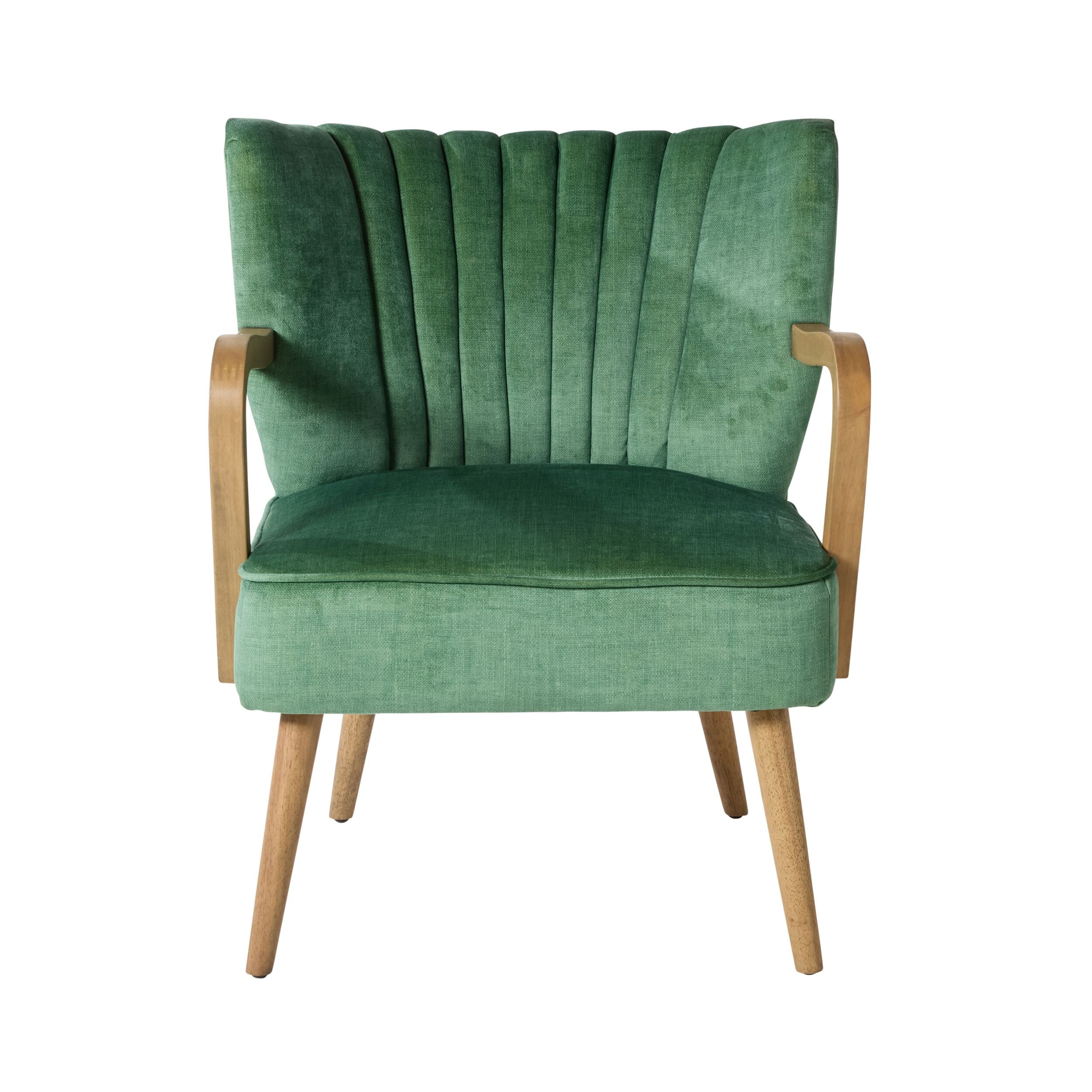 Bello Occasional Chair - Modern Accent Chair with Wooden Legs, Upholstered in Luxurious Aura Jade Fabric - Perfect for Living Room, Bedroom or Office Decor