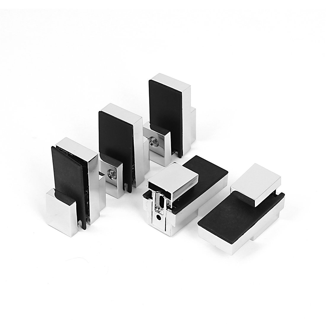 uxcell Adjustable 3mm-15mm Thick Glass Shelf Clip Clamp Support Bracket 5pcs - Heavy Duty Cabinet & Bookshelf Organizer for Kitchen, Bathroom, Office Storage