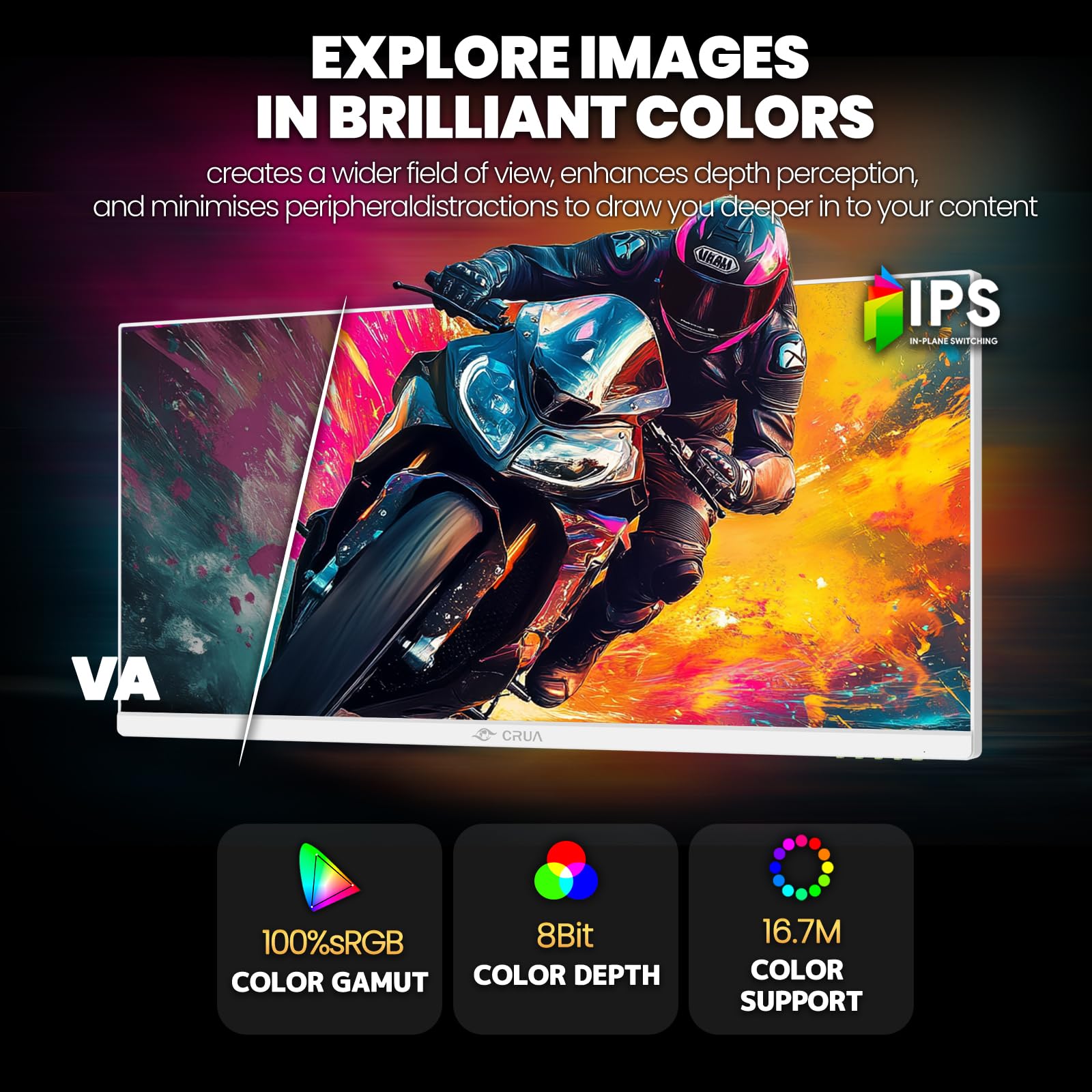 CRUA 30 Inch Ultra-Wide Gaming Monitor - 200Hz Refresh Rate, 21:9 WFHD (2560x1080) IPS Display, 99% sRGB, AMD FreeSync, HDMI 2.0 & DP 1.4 - Wall Mountable & Tilt Adjustable - Perfect for Esports, Streaming & Multi-Tasking
