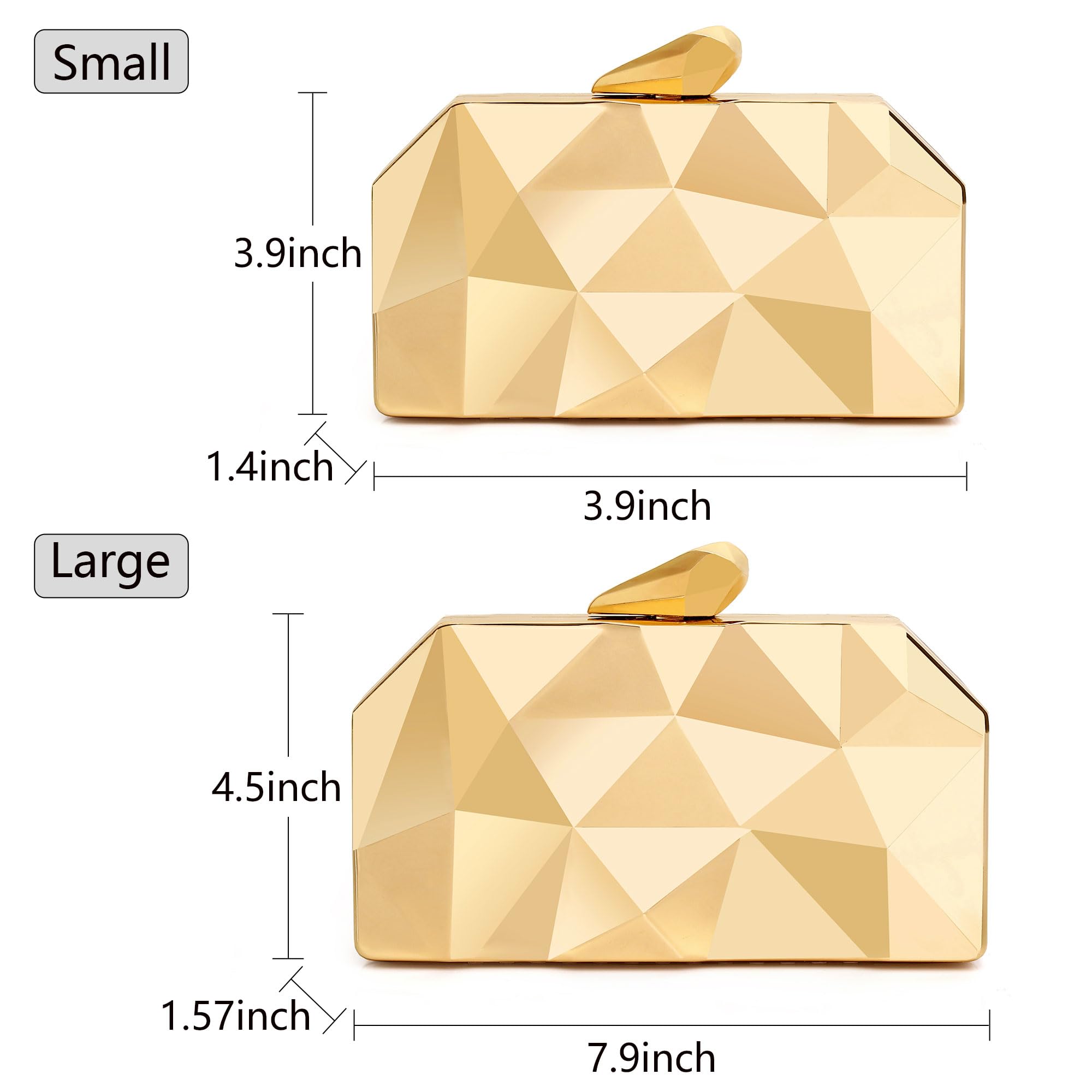 Elegant Gold Geometric Evening Clutch Purse for Women - Metallic Wedding Party Formal Handbag - Perfect for Prom, Gala & Special Occasions