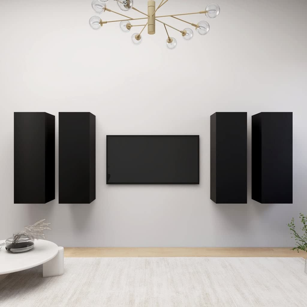 iFCOW 4-Piece Black TV Stand Set - 12