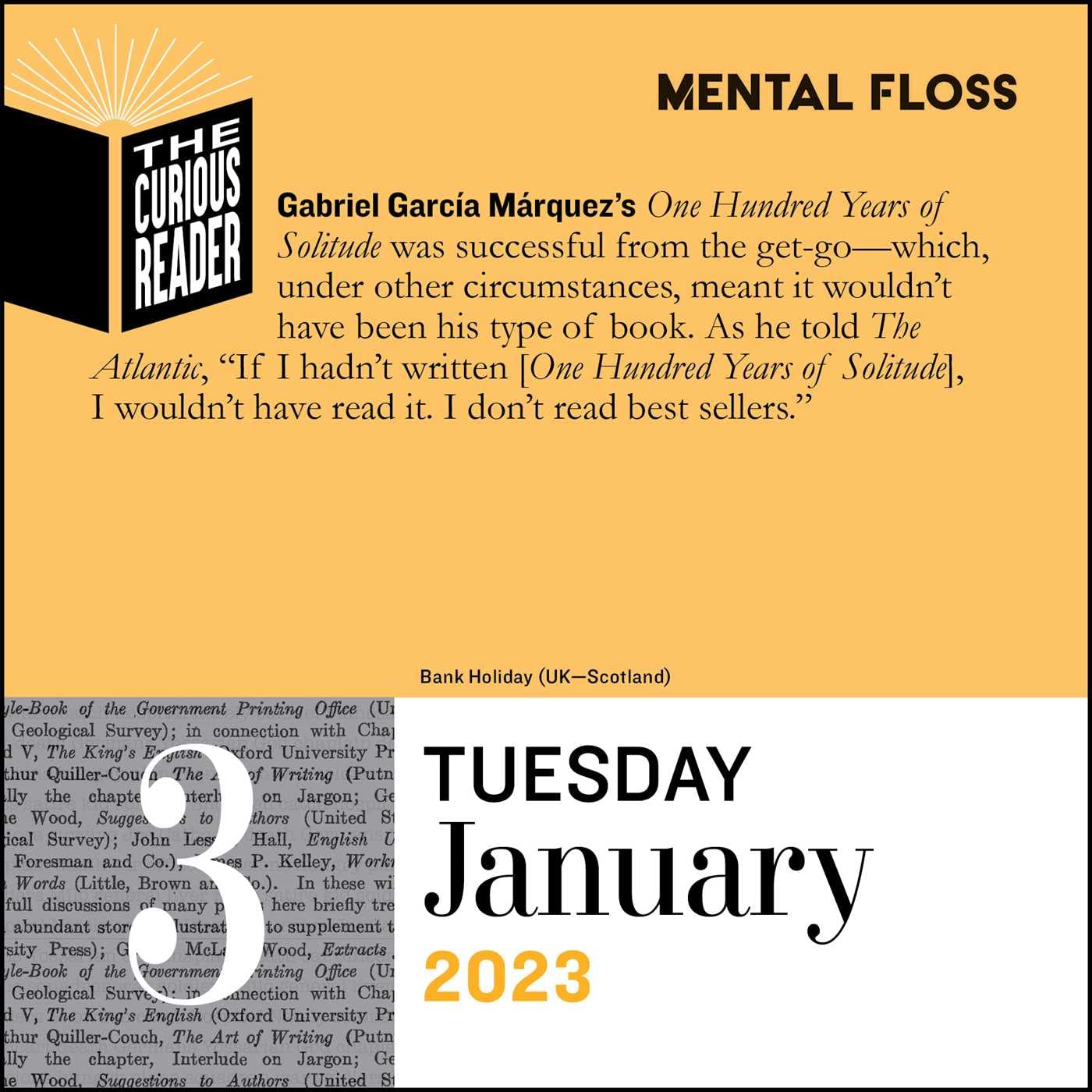 The Curious Reader 2023 Day-to-Day Calendar: Daily Literary Trivia & Book Quotes for Book Lovers - Perfect for Home Office, Reading Nook & Gift for Bibliophiles