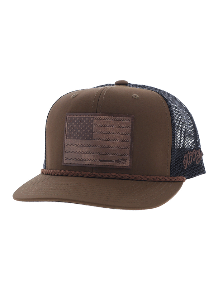 Hooey 2510T BRBK Liberty Roper 6-Panel Trucker Hat with Leather Patch - Brown Western Style Baseball Cap for Men - Perfect for Rodeo, Outdoor Adventures & Casual Wear