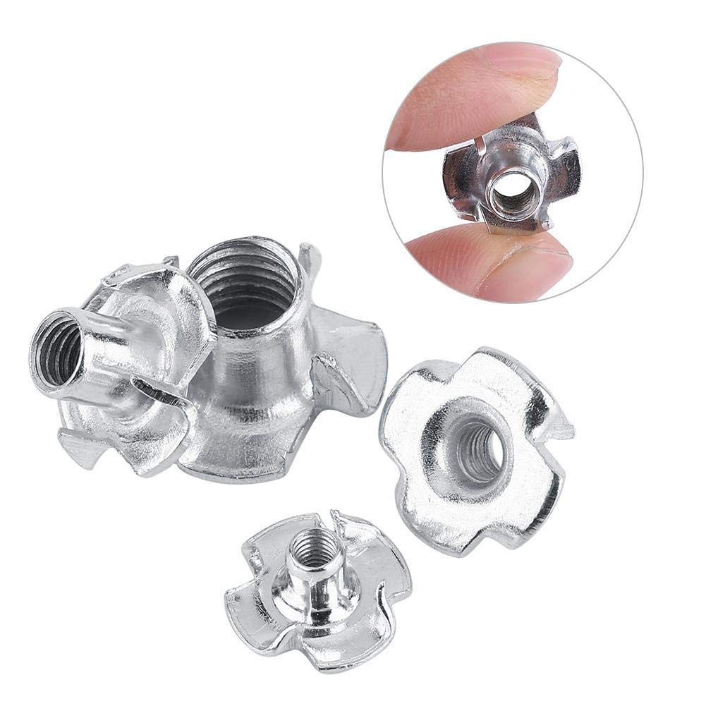 M4 Zinc Plated Carbon Steel T-Nuts - 4 Prong Tee Nuts for Woodworking & Furniture Assembly (50pcs) - Perfect for DIY Projects, Cabinet Making, and Furniture Fastening