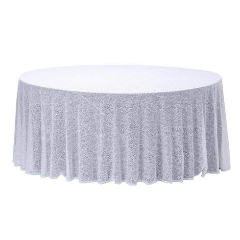 120 Inch Sequin Round Tablecloth - Premium Quality Big Payette White for Wedding, Birthday, Christmas Party & Hall Decoration | Elegant Dining & Event Table Cover