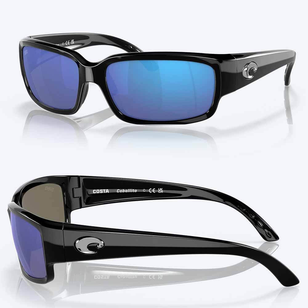 Costa Caballito Black Frame Polarized Sunglasses for Men & Women - UV Protection, Lightweight & Stylish for Beach, Driving & Outdoor Activities