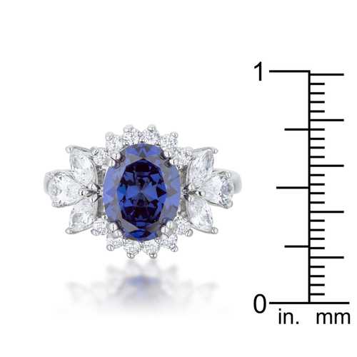 Krizia 4.2 Carat Tanzanite Cubic Zirconia Rhodium Plated Classic Ring for Women - Perfect for Weddings, Anniversaries & Special Occasions