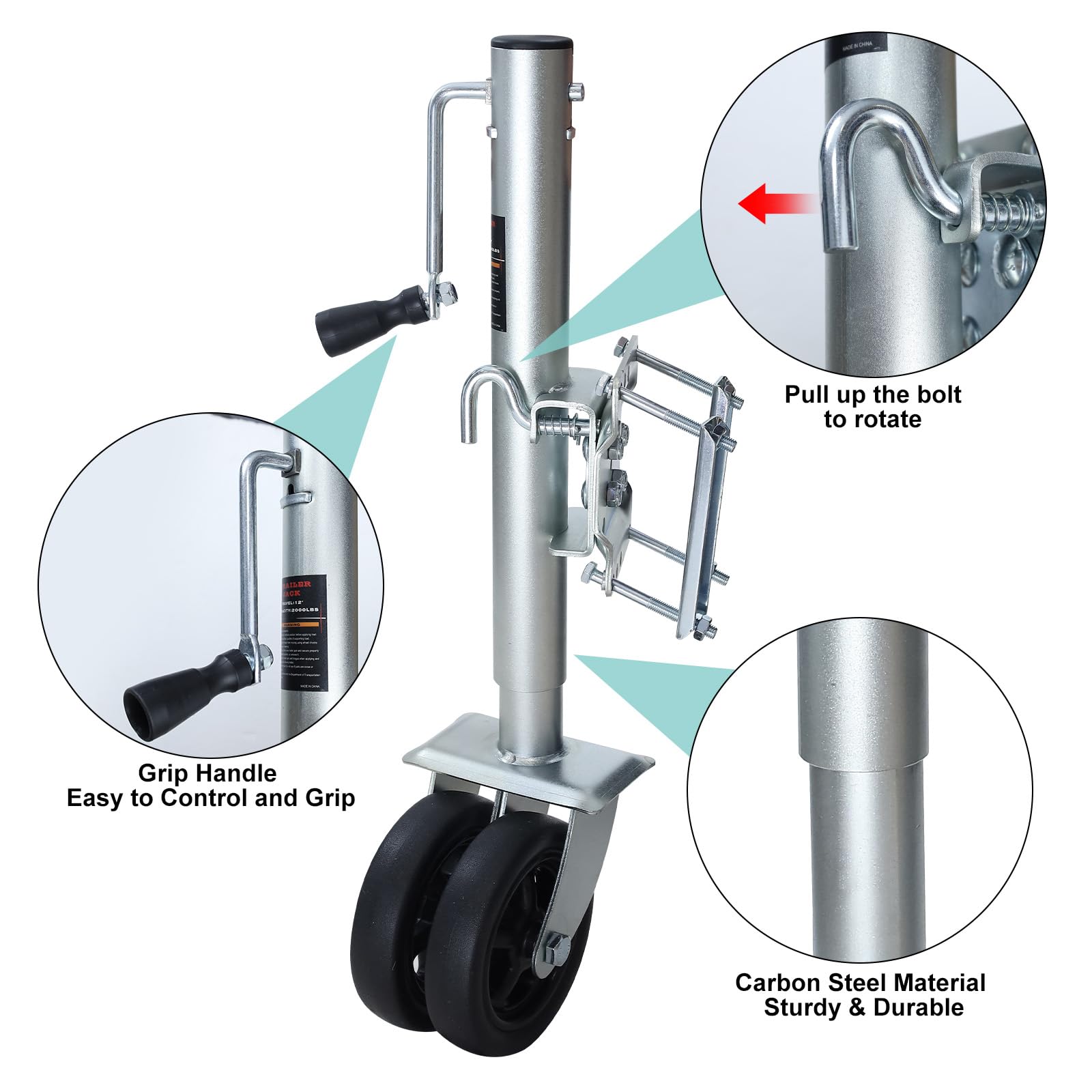 Heavy Duty 2000 lbs Boat Trailer Jack with 7.5