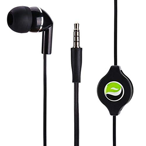 Retractable Mono Earphone with Mic - 3.5mm Hands-Free Headset for OnePlus Nord N20 5G & Compatible Smartphones | Perfect for Driving, Work Calls & Gaming