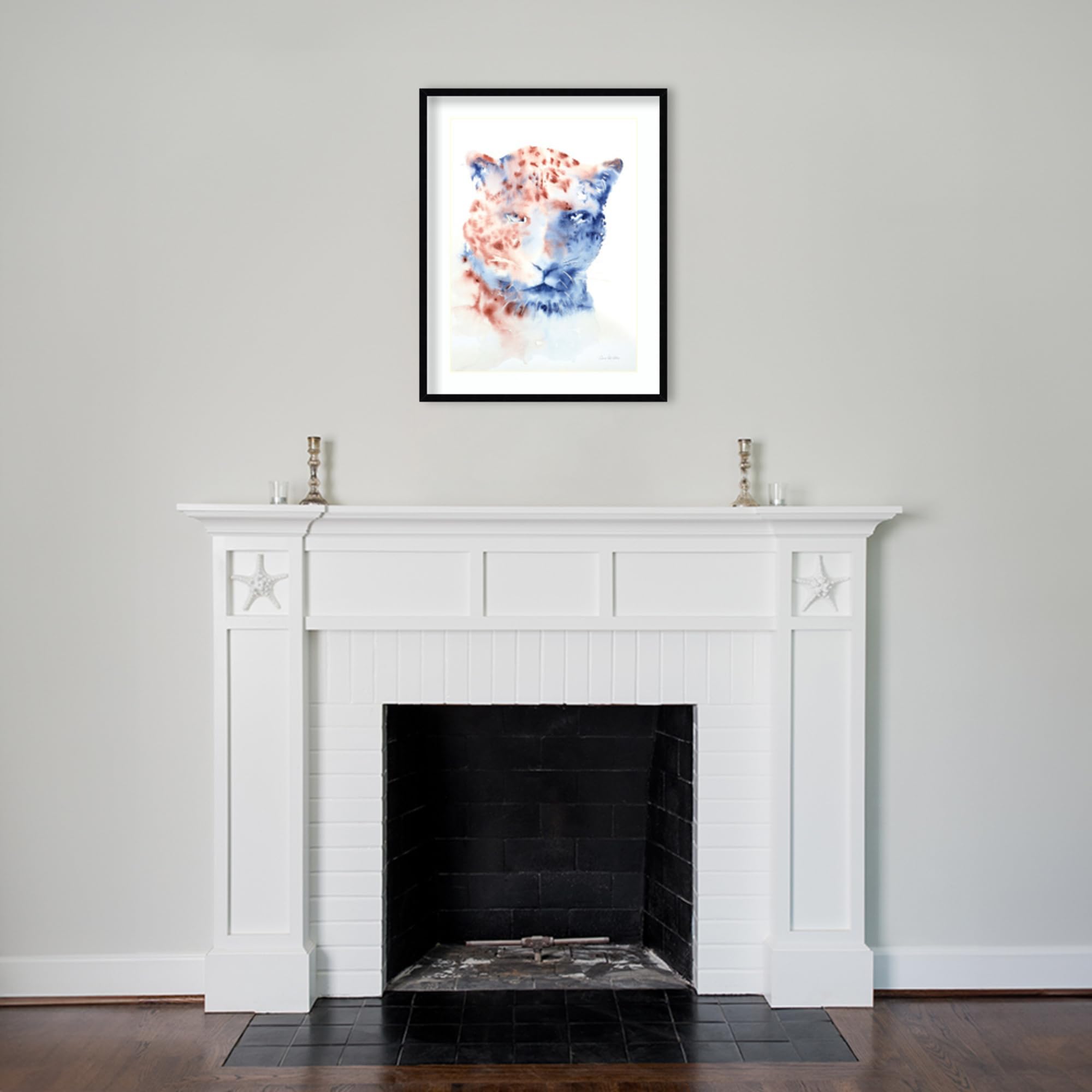 Amanti Art Framed Wall Art Print 33x26 - Copper & Blue Cheetah Abstract Painting by Aimee Del Valle | Modern Contemporary Decor | Large Poster Artwork for Living Room, Bedroom, Bathroom | Perfect for Home Office, Dining Room & Entryway Wall Decor