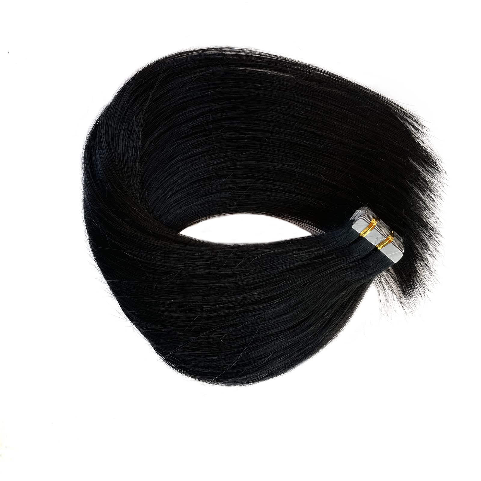 20-Piece Jet Black Tape-In Human Hair Extensions – 12 Inch, 50g, Invisible & Natural Look for Styling & Volume | Perfect for Parties, Weddings & Everyday Wear