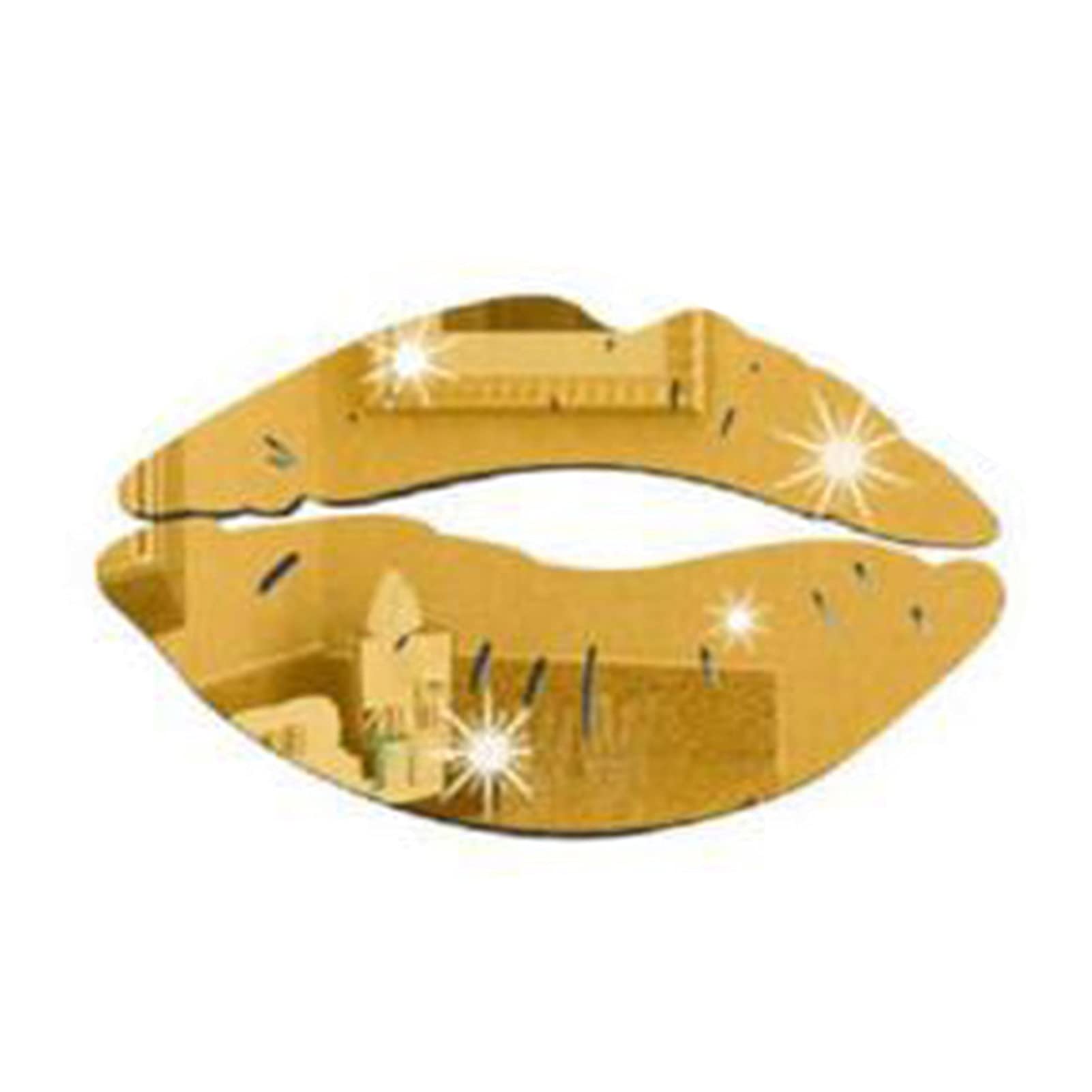 3D Mirror Wall Sticker - Gold Lips Mirror Decal for DIY Home Decor | Removable Bathroom & Bedroom Wall Art | Living Room Decoration | Perfect for Home, Apartment, Dorm and Office Decor