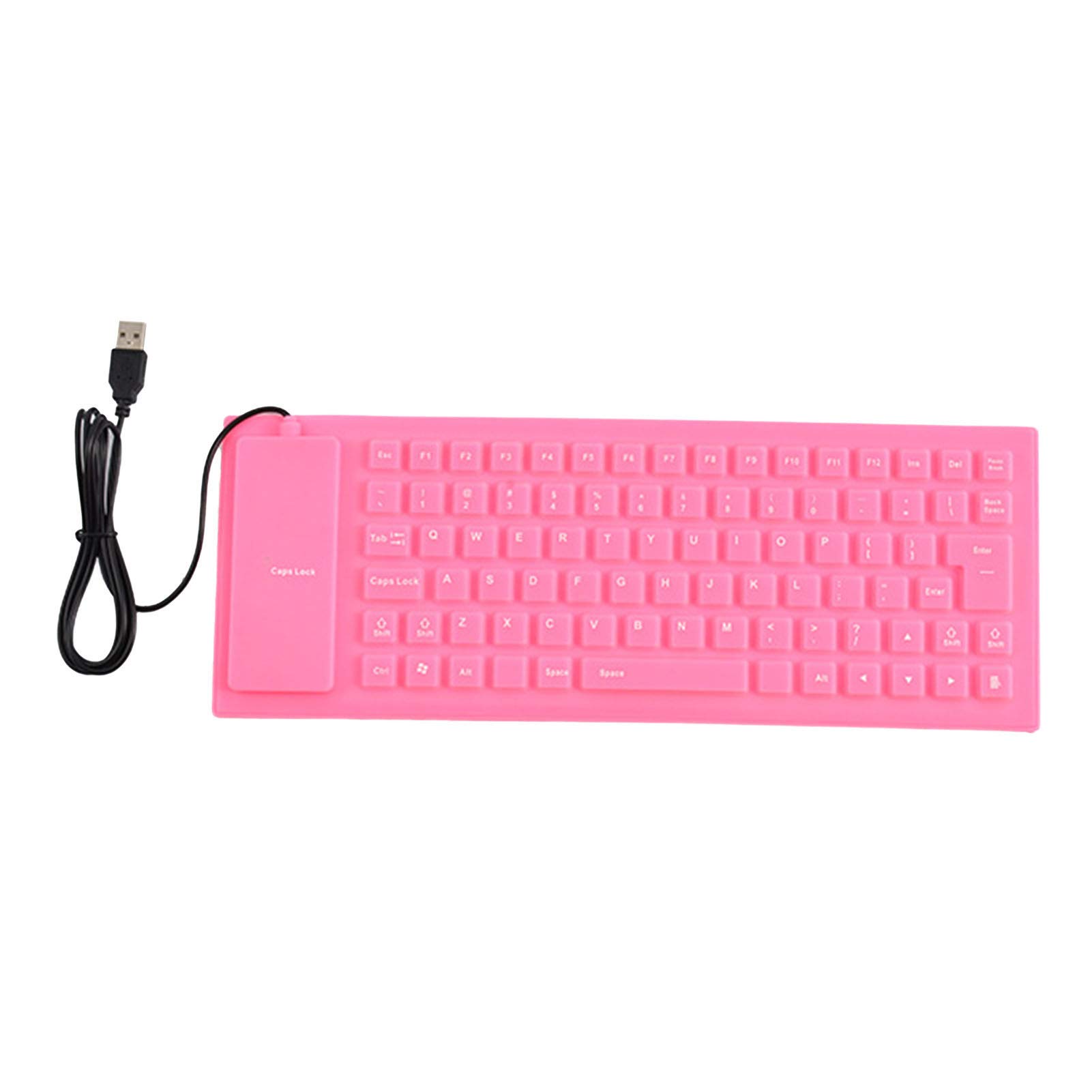 Ergonomic 85-Key Foldable Soft Silicone USB Wired Mini Keyboard - Quiet Computer Accessory for Office & Gaming (Pink) | Compact & Portable Design for Travel & Small Workspaces