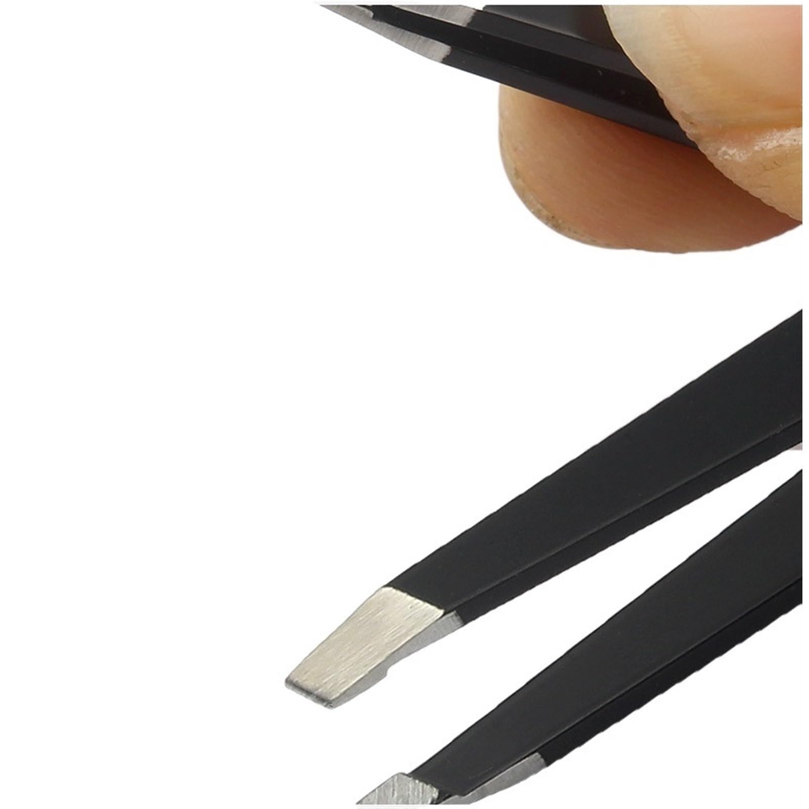 Professional Hair Removal Tweezers - Stainless Steel Eyebrow Tweezers for Precise Hair Removal, Makeup & Eyelash Extensions | Perfect for Eyebrow Shaping, Grooming & Beauty Care (Black)