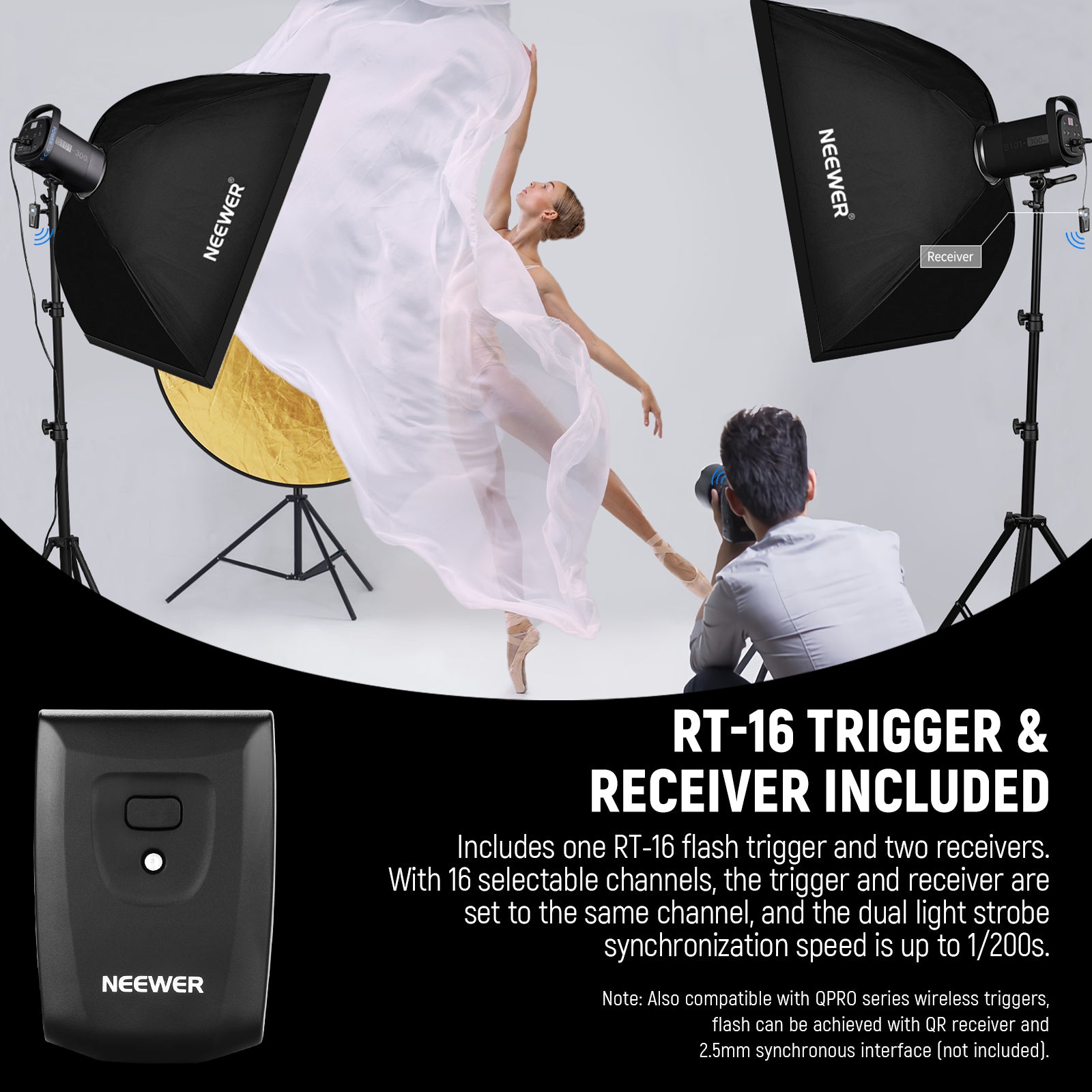 NEEWER 2 Pack S101 300W 300Ws Studio Monolight Flash Light Kit - Professional Photography Lighting for Portraits, Product Shoots & Studio Sessions
