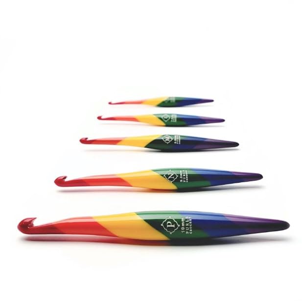 Furls Streamline Swirl Crochet Hook - Pride Rainbow Design, Size M (8.0mm) - Ergonomic Crochet Needle for Smooth Yarn Crafting, Perfect for Knitting, Amigurumi & DIY Projects