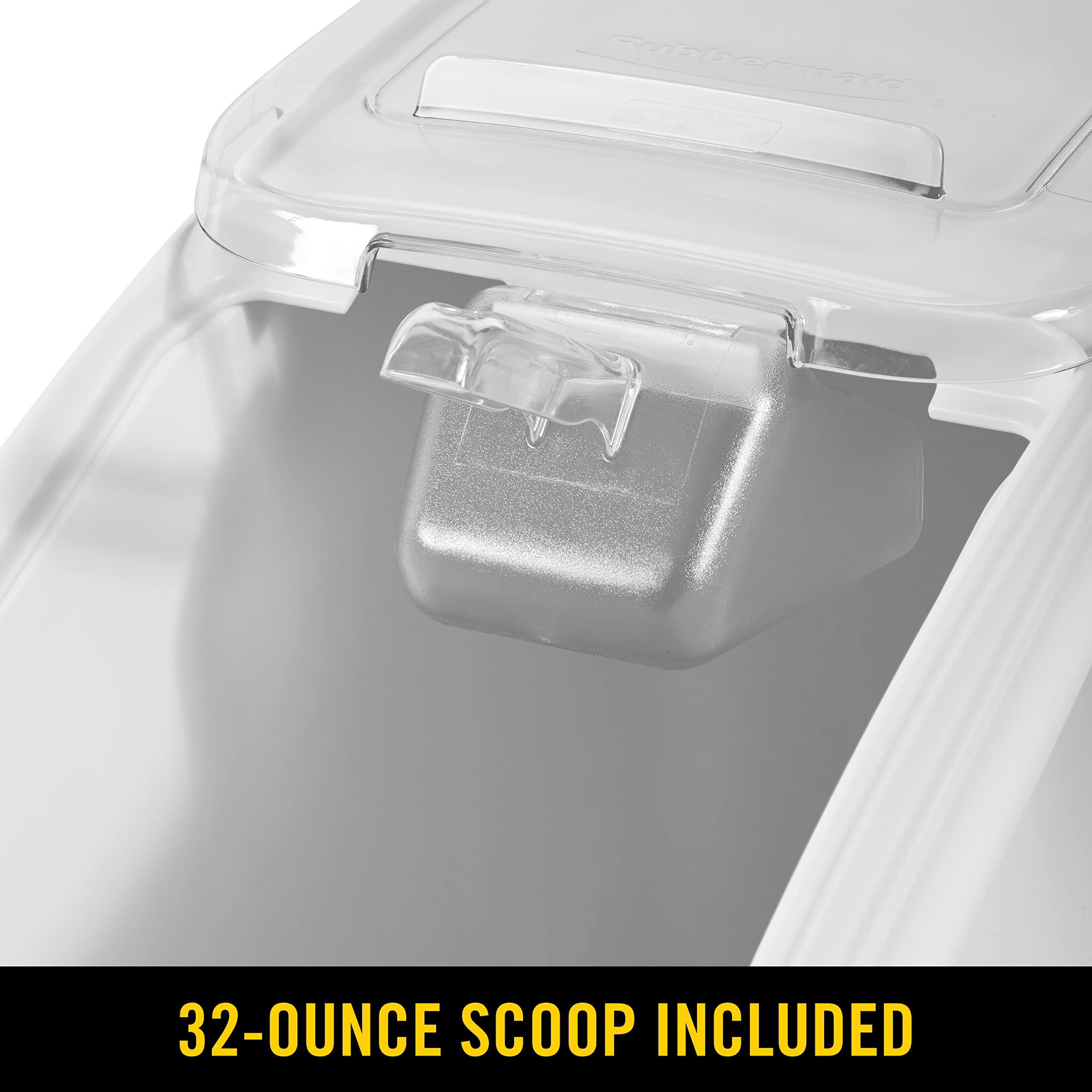 Rubbermaid Commercial 400-Cup ProSave Shelf-Storage Ingredient Bin with Scoop & Wheels - White Plastic Food Storage Container with Sliding Lid for Kitchen, Restaurant, Pantry Organization - Ideal for Bulk Ingredients, Flour, Sugar, Grains & Dry Food Storage