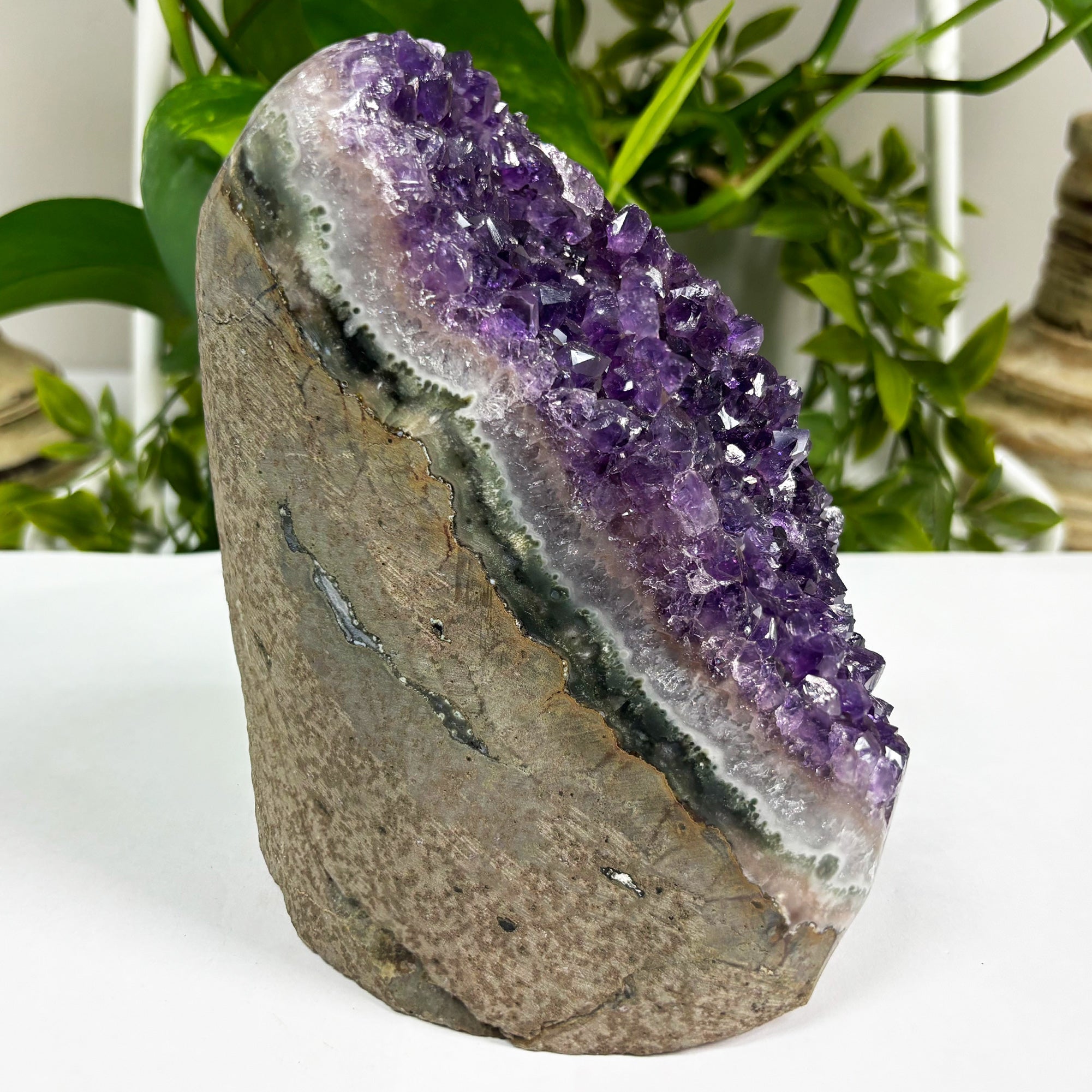 Natural Deep Purple Amethyst Geode Crystal Cluster - Healing Stone & Home Decor Display Piece (10-0138) for Meditation, Feng Shui & Spiritual Healing