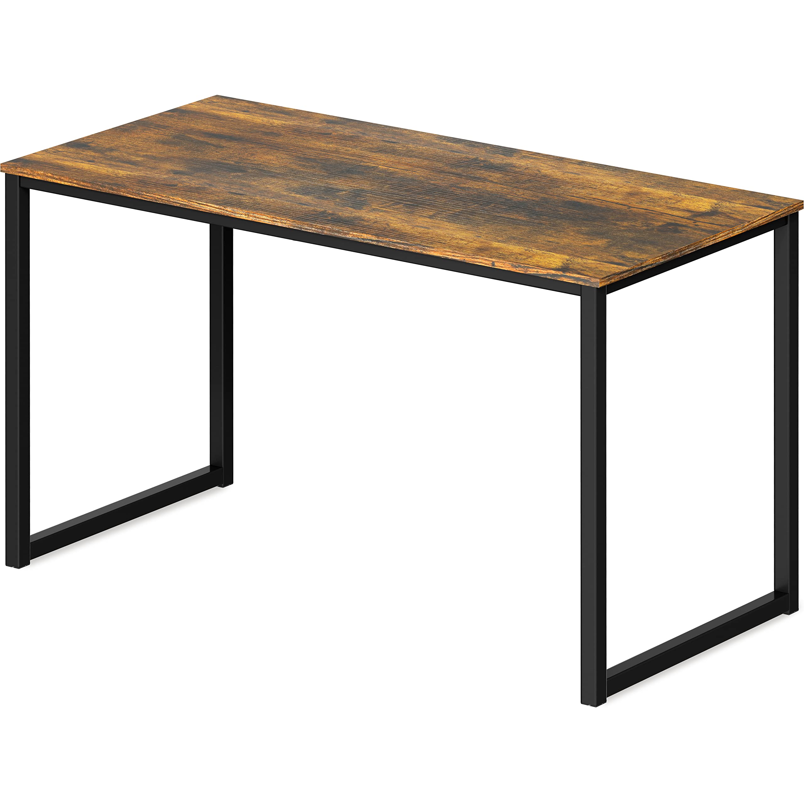 SHW Mission 40-Inch Home Office Computer Desk, Rustic Brown - Modern Writing Desk for Small Spaces, Work from Home & Study - Sturdy Wooden Workstation with Ample Storage Space