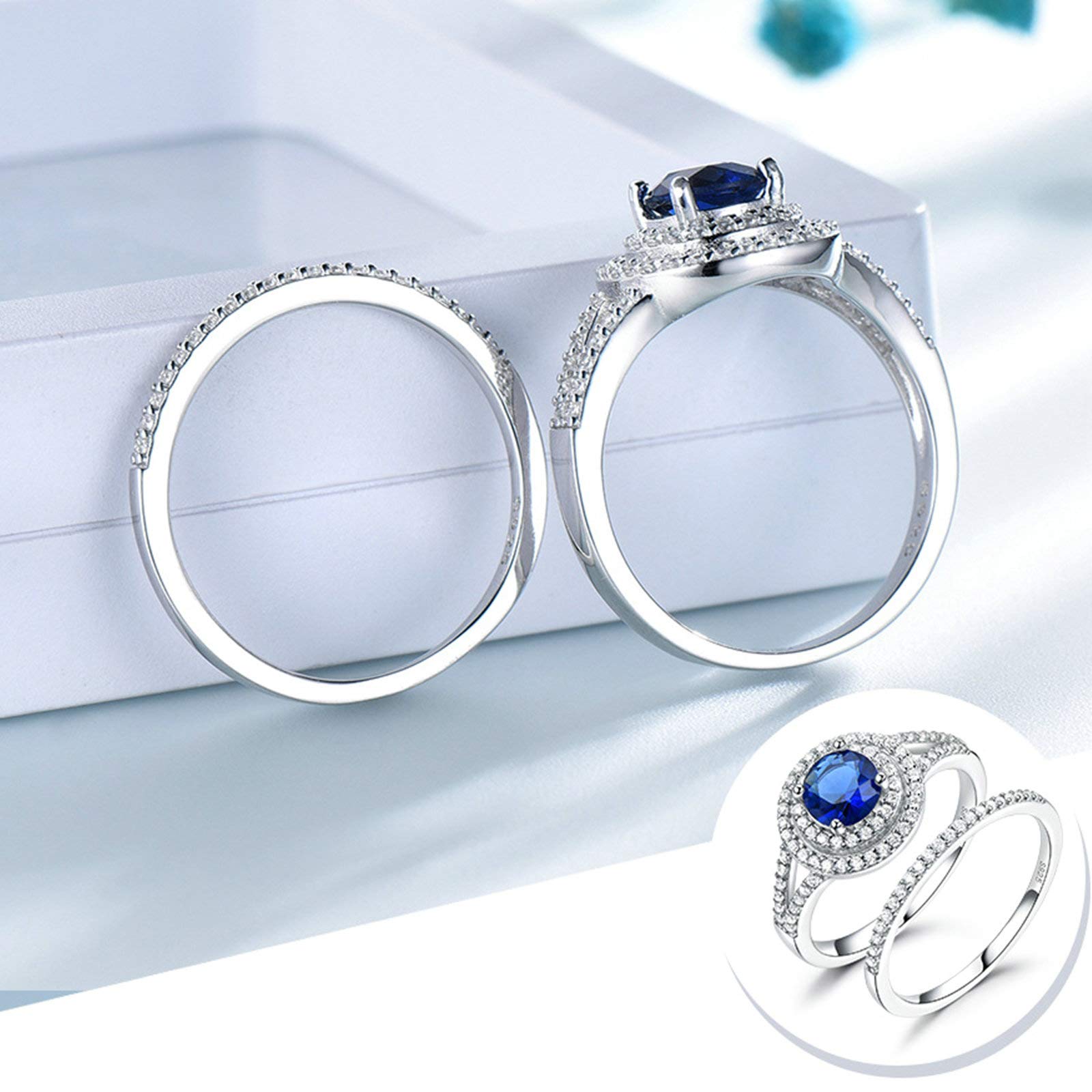 925 Sterling Silver Women's Wedding Band & Promise Ring Set - Engravable Matching Rings for Wife, Anniversary, Couple Jewelry Gift - Perfect for Engagements, Vows & Special Occasions