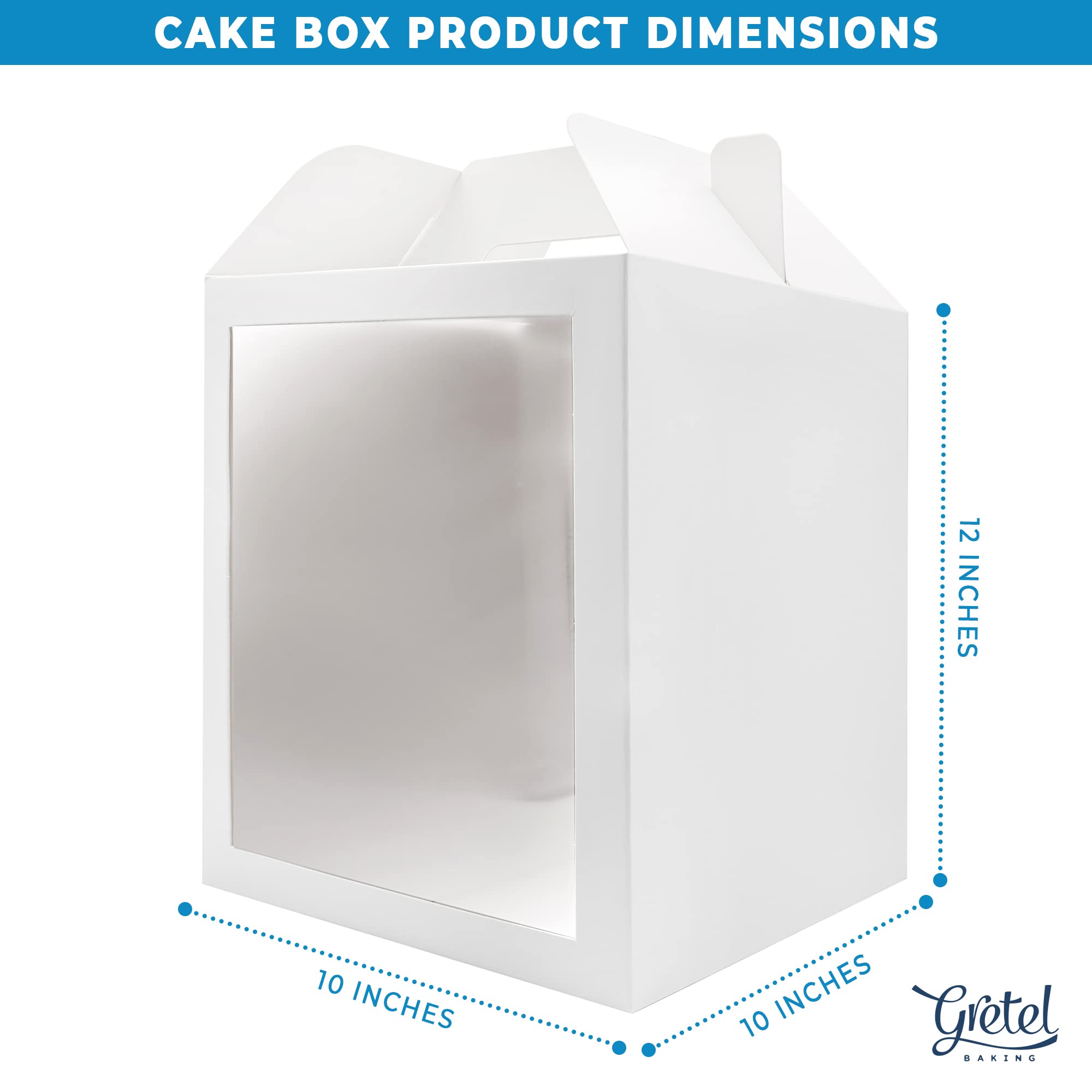 6-Pack 10x10x12 Inch Clear Window Cake Boxes with Handle - Tall Cake Carrier for Wedding, Tier & Large Cakes - Perfect for Bakery Transport, Party Dessert Display & Gift Packaging