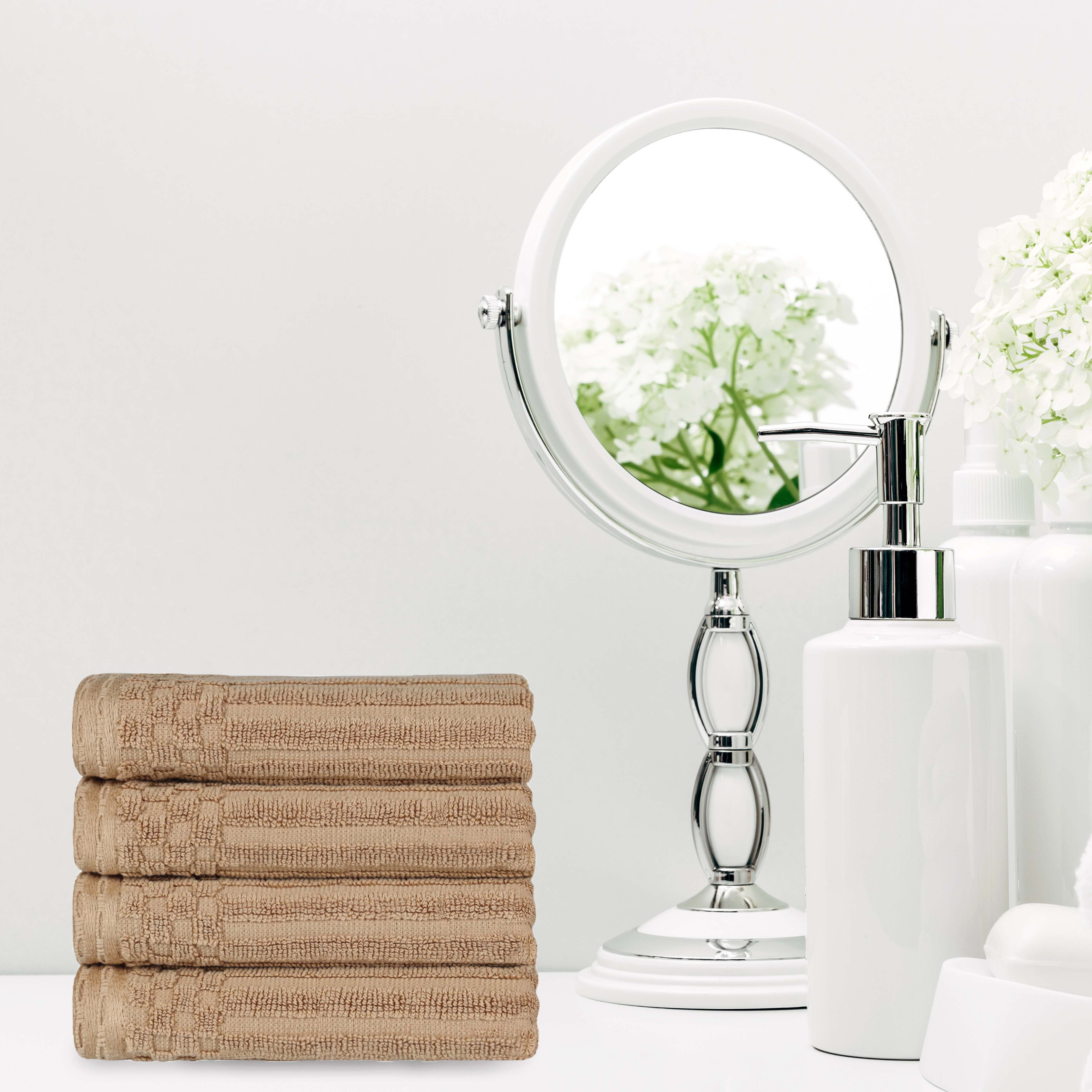 Premium Cotton Ribbed Textured Hand Towels - Ultra Absorbent 4-Piece Bath Towel Set for Kitchen, Bathroom & Gym - Soft Quick-Drying Guest Towels