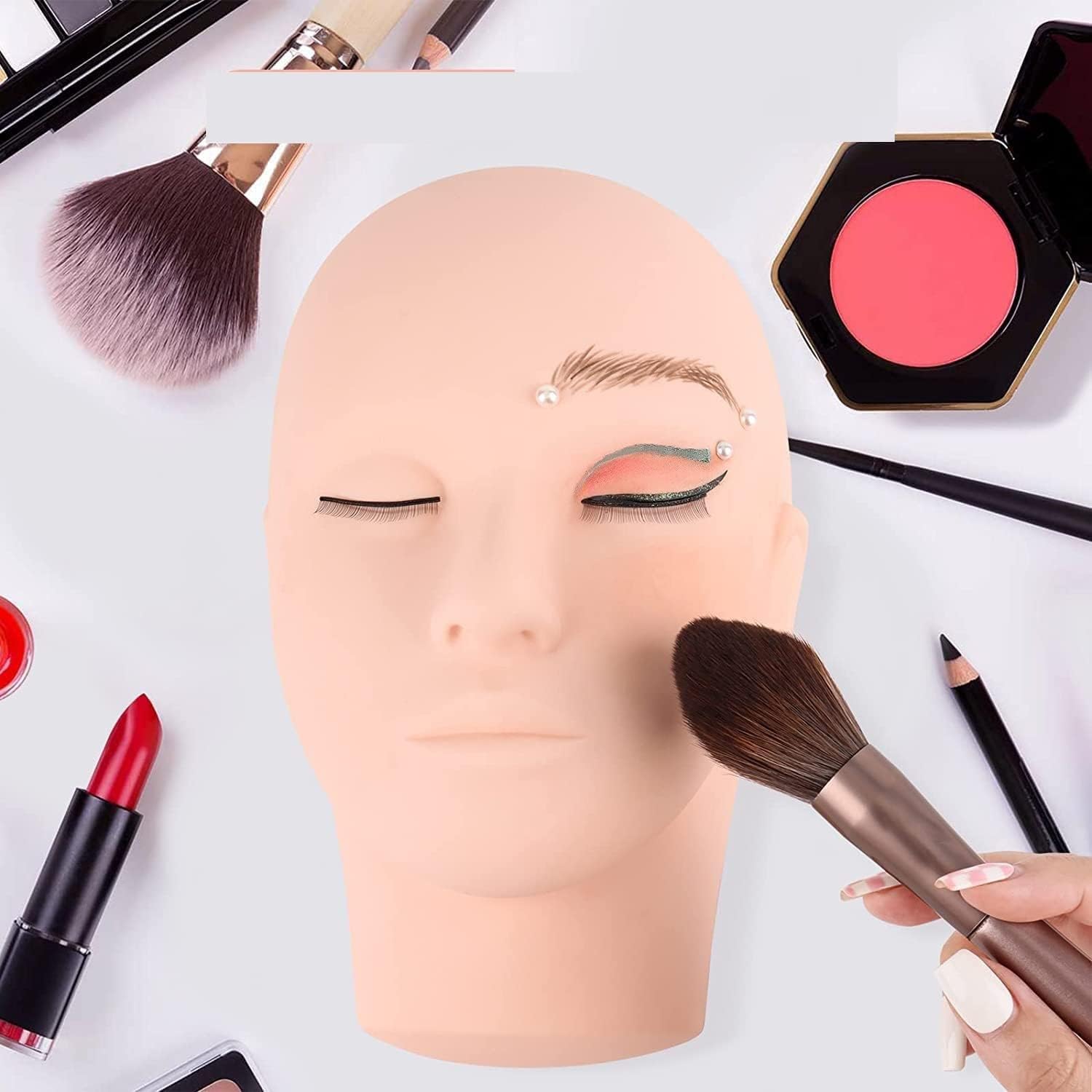 EliteWave Makeup Practice Face Board - Realistic Skin Texture Dummy for Makeup Training, Beginner to Pro | Perfect for Eyeshadow, Foundation & Contouring Practice (1-Piece, Skin Tone) | Ideal for Beauty Schools, Home Practice & Professional Makeup Artist Training