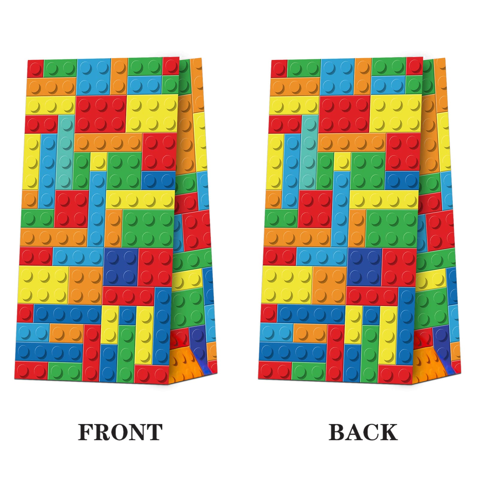 BCHOCKS 30-Piece Party Favor Bags for Building Blocks Themed Birthday Party Supplies - Candy & Goody Bags for Kids' Building Block Party Decorations & Gifts | Perfect for Birthday Favors, Classroom Rewards & Party Treats