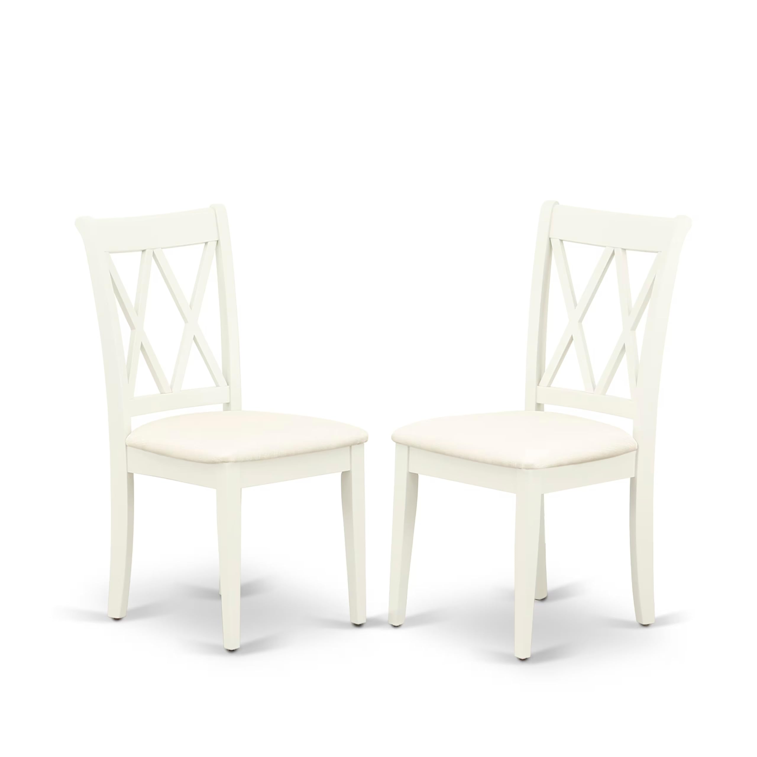 East West Furniture DLCL5-WHI-C 5-Piece White Linen Dining Set with Round Drop-Leaf Table & 4 Upholstered Chairs, 42x42 Inch - Perfect for Small Spaces, Breakfast Nooks & Cozy Apartment Dining