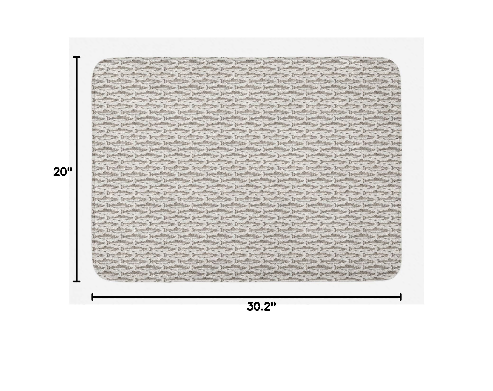 Ambesonne Non-Slip Plush Bath Mat - Hand-Drawn Salmon Fish Continuous Pattern, Pearl & Taupe, 30.2