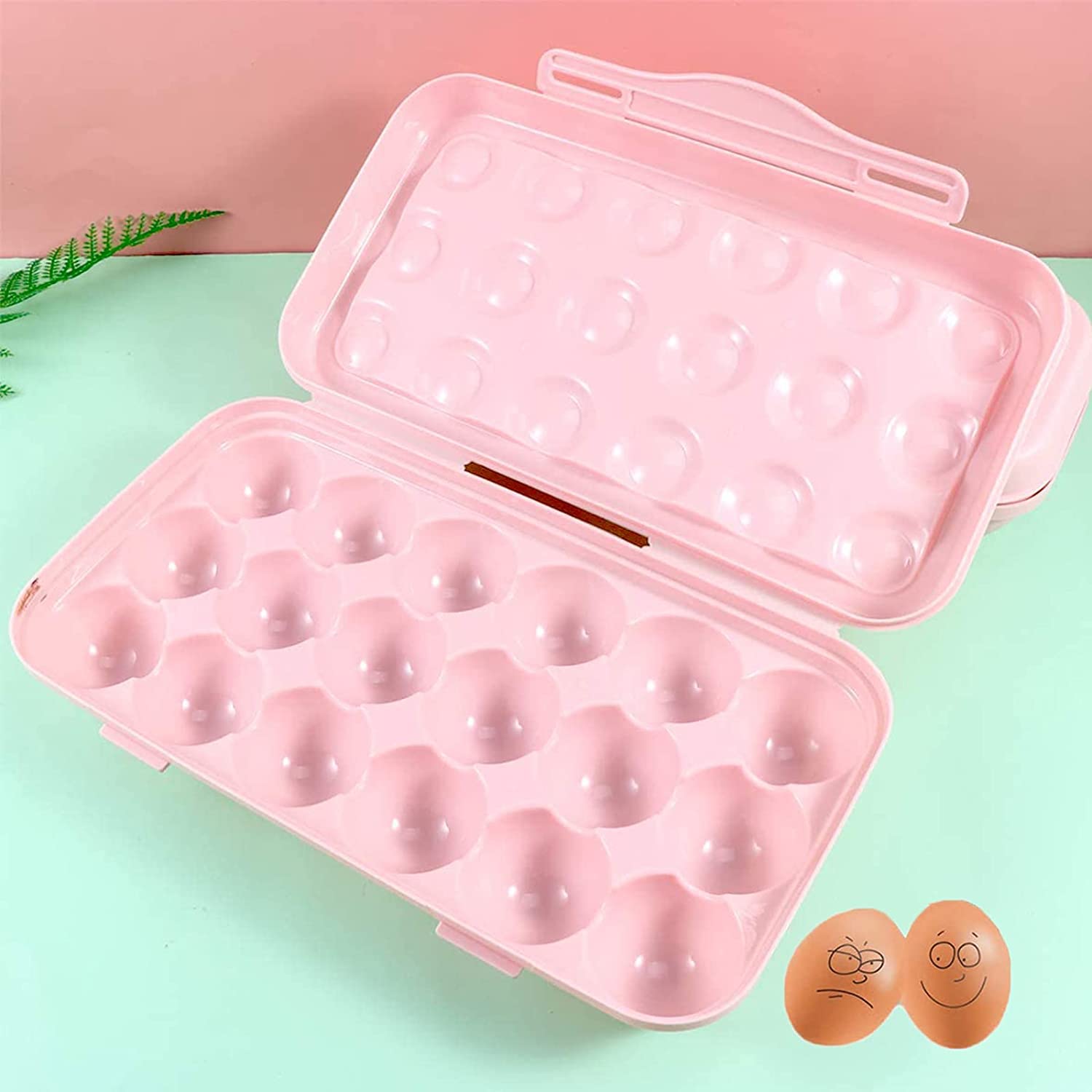 PRAYAS 18-Grid Reusable Plastic Egg Storage Organizer with Lid - Pink Kitchen Egg Holder, Egg Box Container for Refrigerator & Pantry Organization - Perfect for Farm Fresh Eggs, Breakfast Meal Prep & Baking Needs