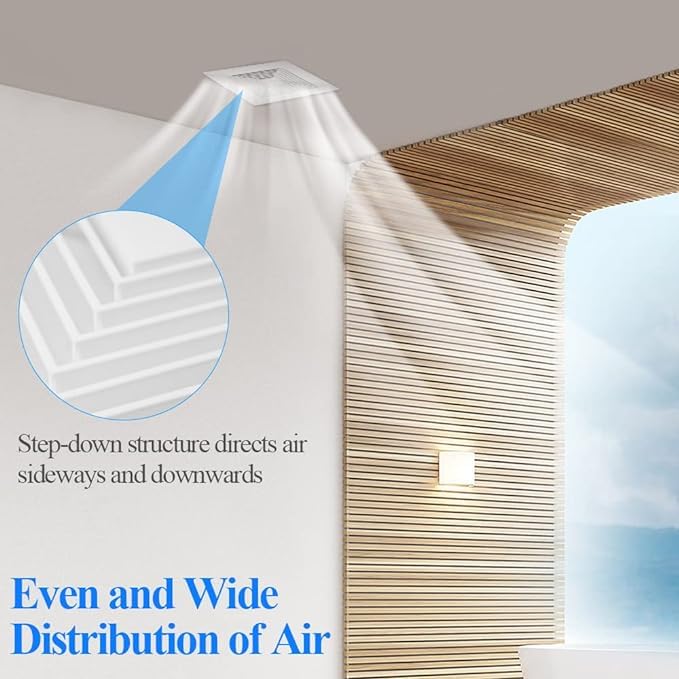 WiseWater 9.6x9.6 Inch Bathroom Ceiling Fan Grille with Springs - Replacement Vent Cover for Broan-Nutone Exhaust Fan, Air Diverter & Ceiling Diffuser - Perfect for Bathroom, Kitchen & Laundry Room Ventilation
