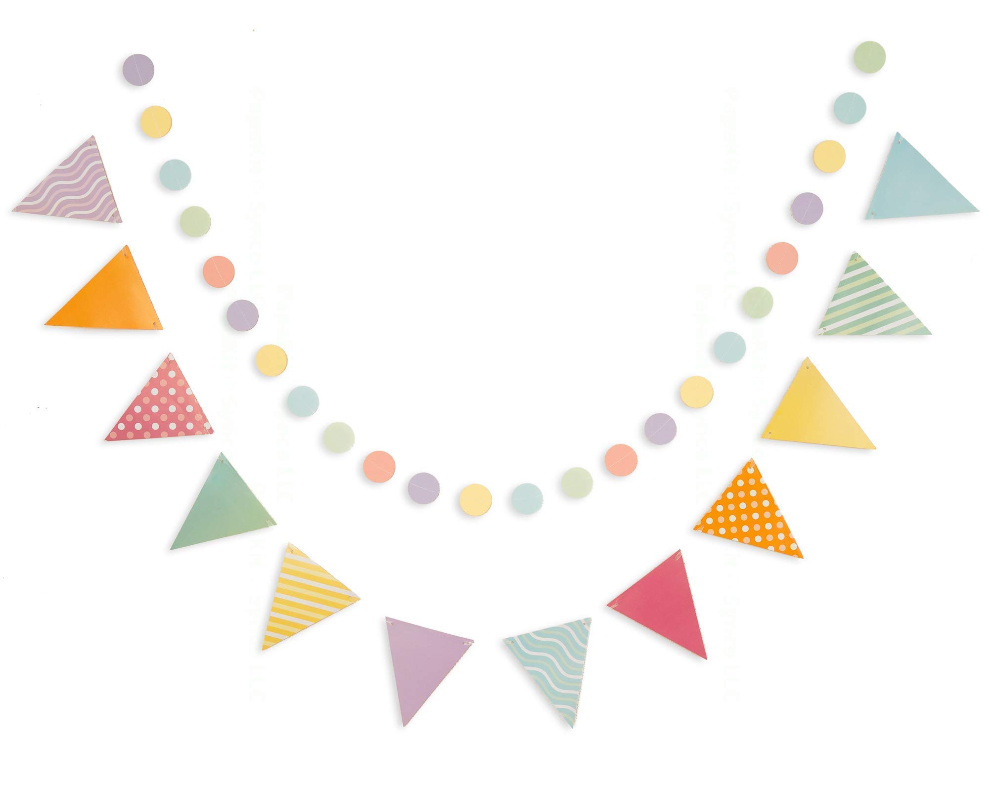 PapaKit Birthday Party Decorations Bundle - Pastel Rainbow Bunting Banner, Pennant Garland, Circle Garland & Origami Paper Fan Wall Decor Set for Baby Showers, Bridal Showers & Birthday Celebrations